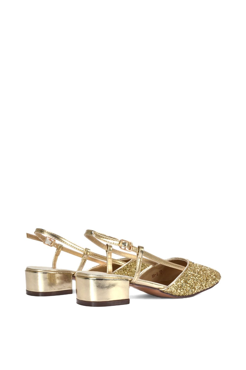 XY London 'Kira' Low Heel Court Shoes With Slingback and Buckle image 4