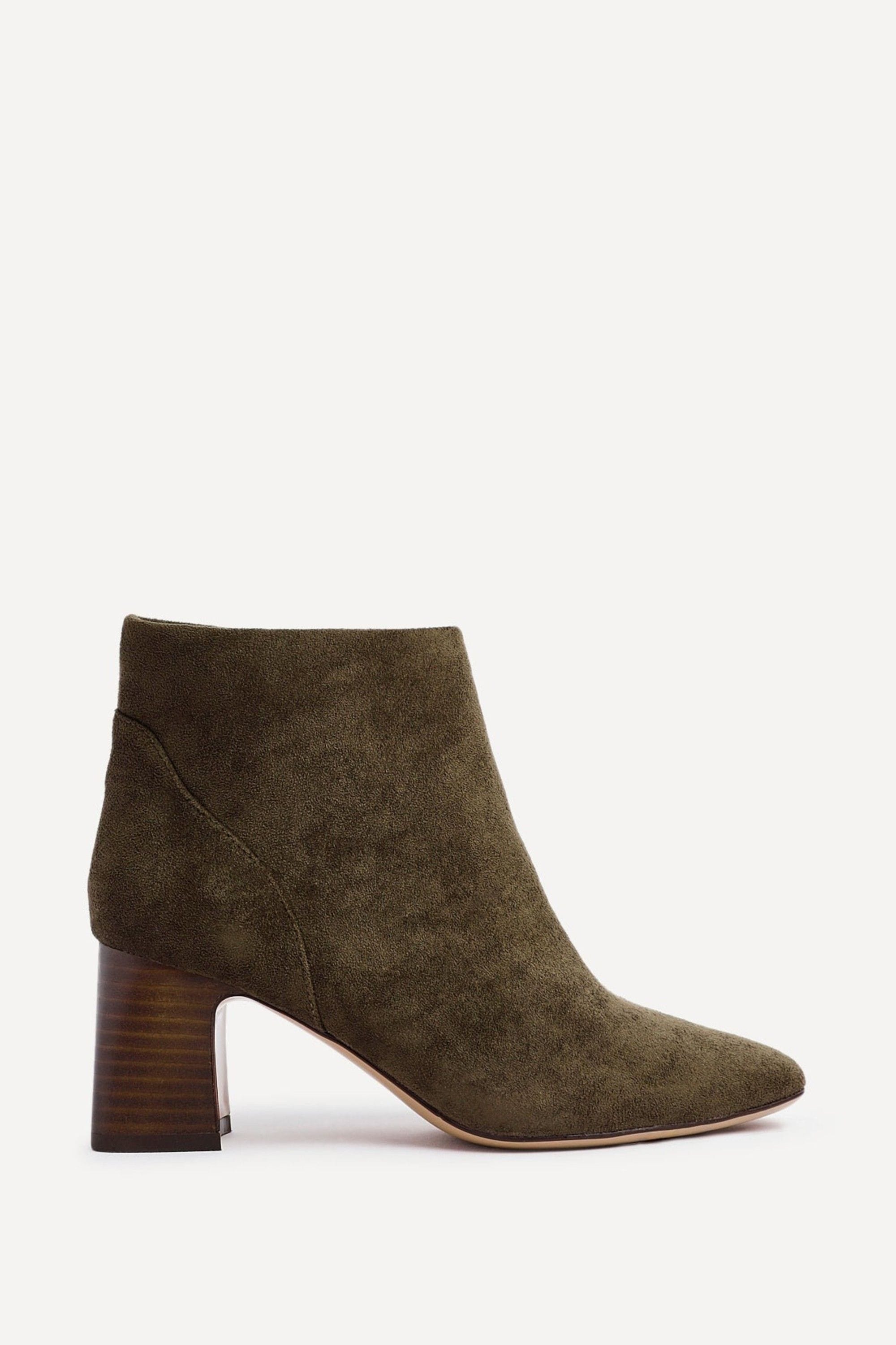 Linzi Cove Khaki Faux Suede Soft Square Toe Block Heel Ankle Boot image 1