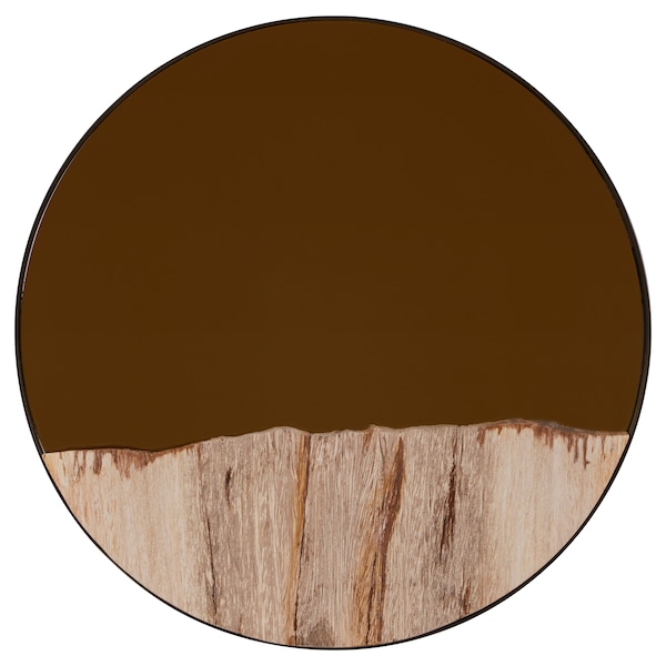 Orsina Relic Petrified Wood Tile Small Round Mirror