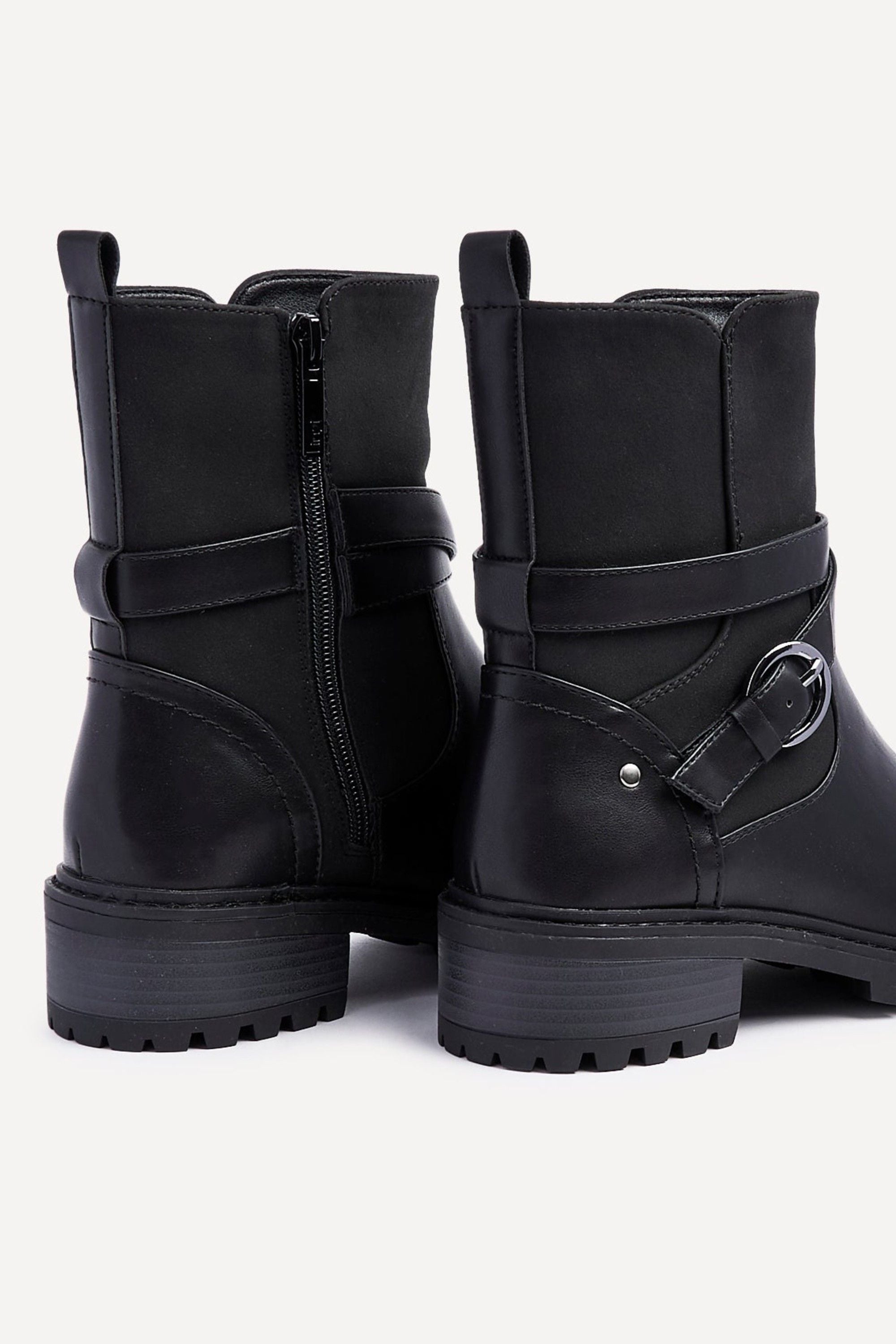 Linzi Metro Black Faux Leather Chunky Boot image 5