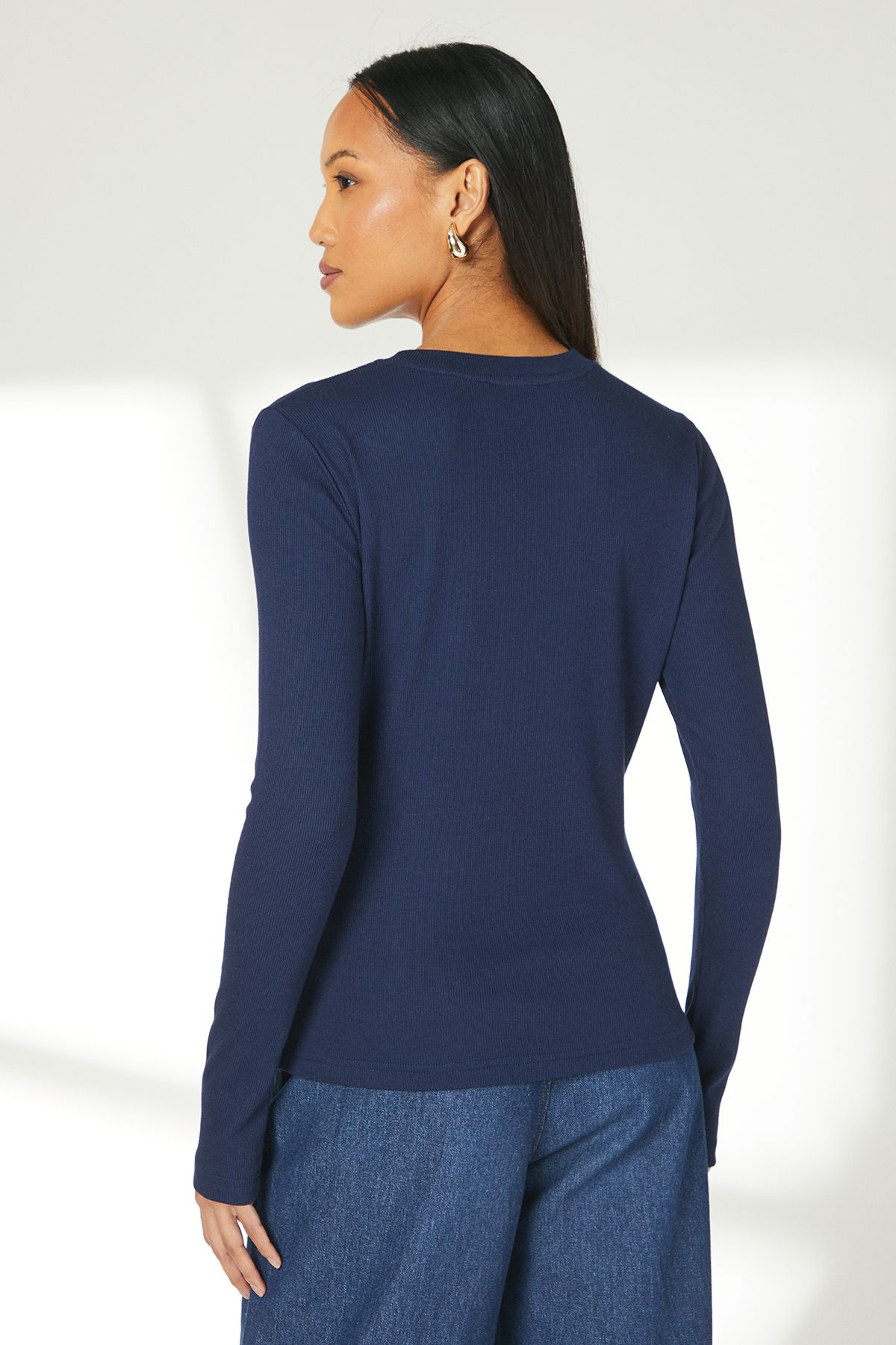 Principles Navy Button Detail Rib Top Navy image 4