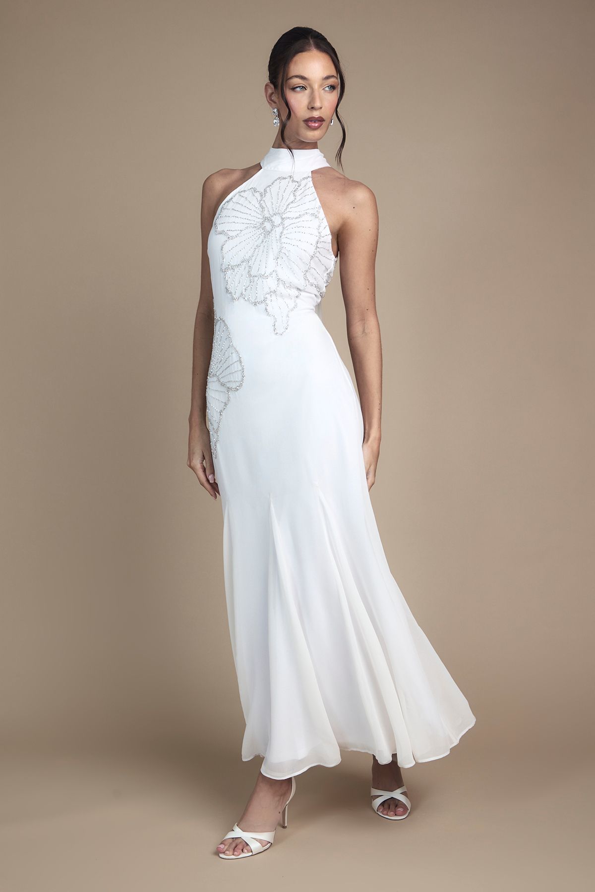 Coast Embellished Maxi Wedding Dress With Godet Pleats Ivory