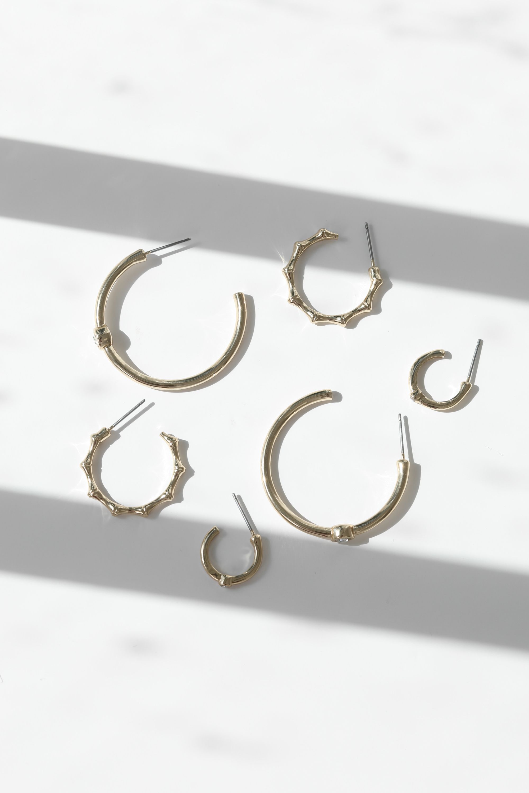 Mood Gold Polished & Crystal Multipack Hoop Earrings - Pack of 3 image 3
