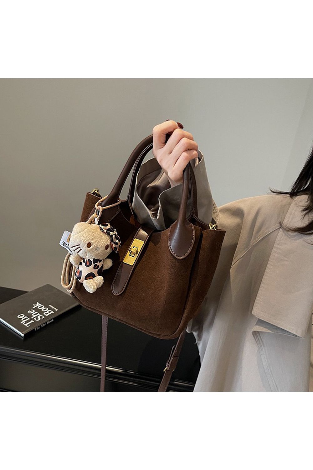 XY London 'Elisie' Mini Tote Crossbody Handbag with Plush Charm image 2