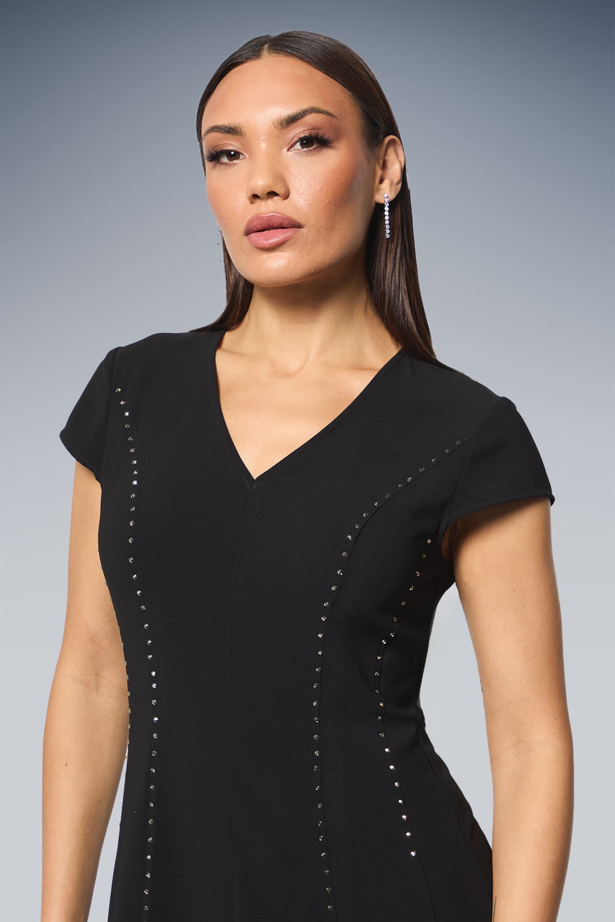 Principles Studded Fit & Flare Crepe Midi Dress Black image 4