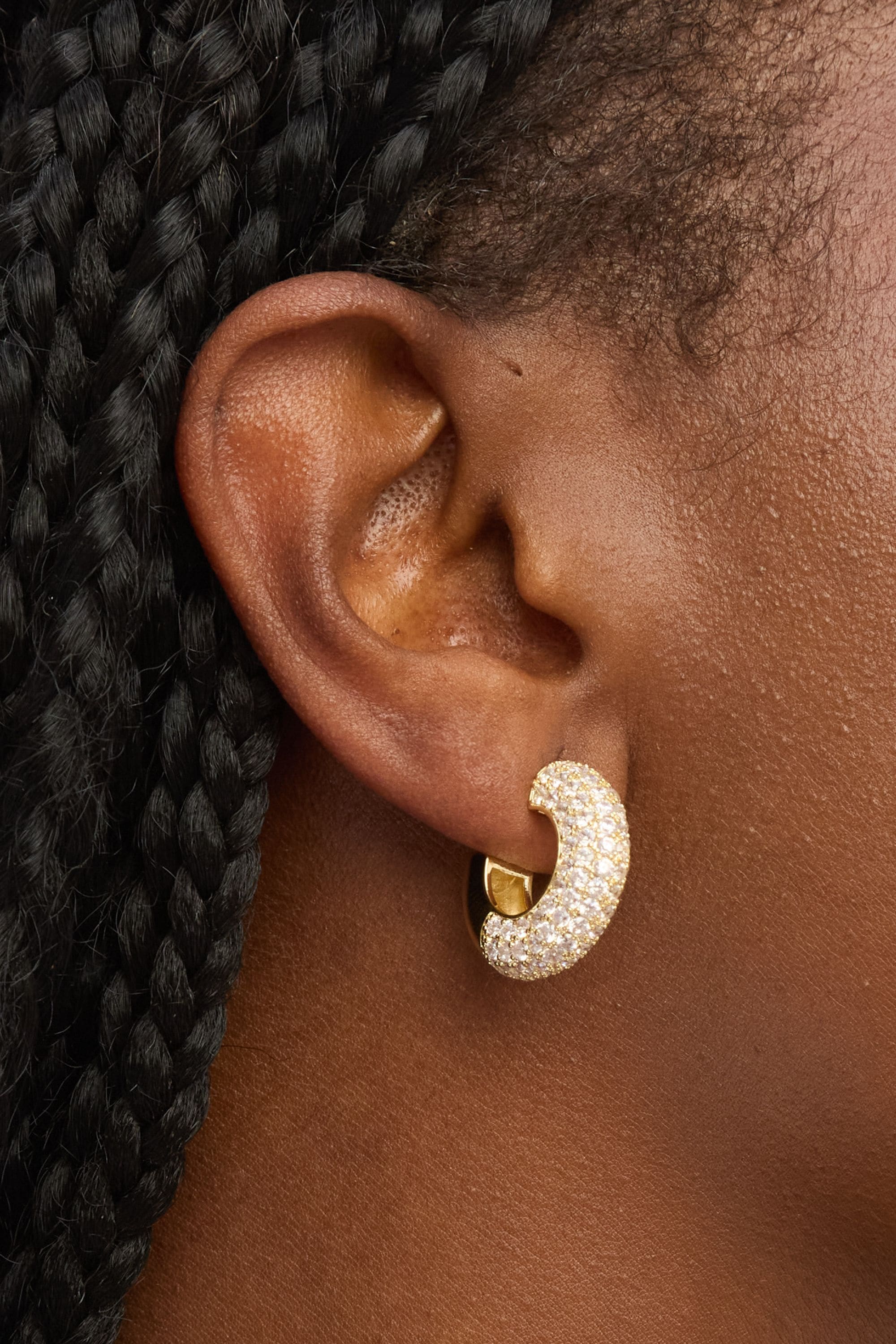 Jon Richard Gold Plated Chubby Pave Hoop Earrings image 2