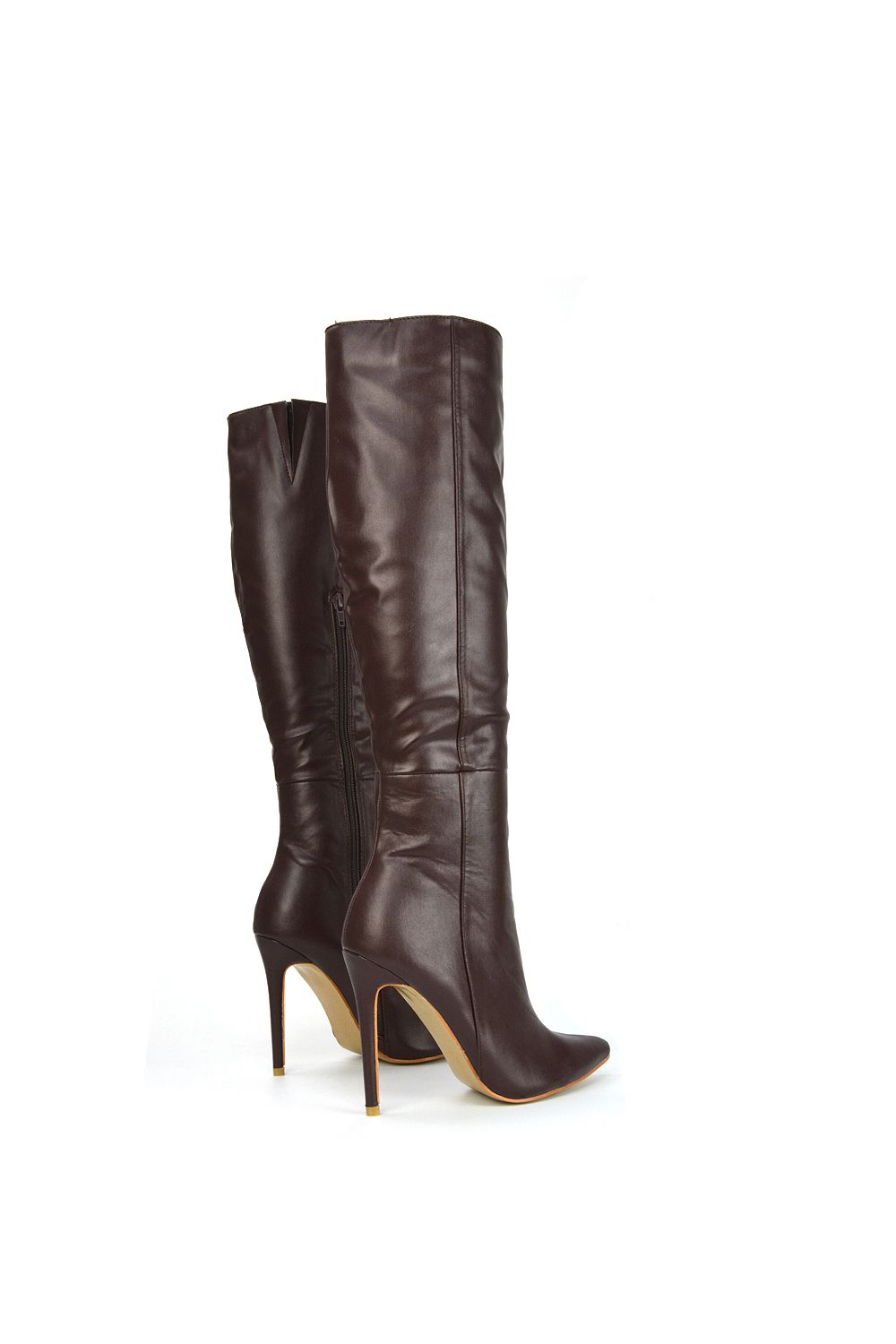 XY London 'Nora' Pointed Toe Zip Up Knee High Stiletto Heel Long Boots image 3