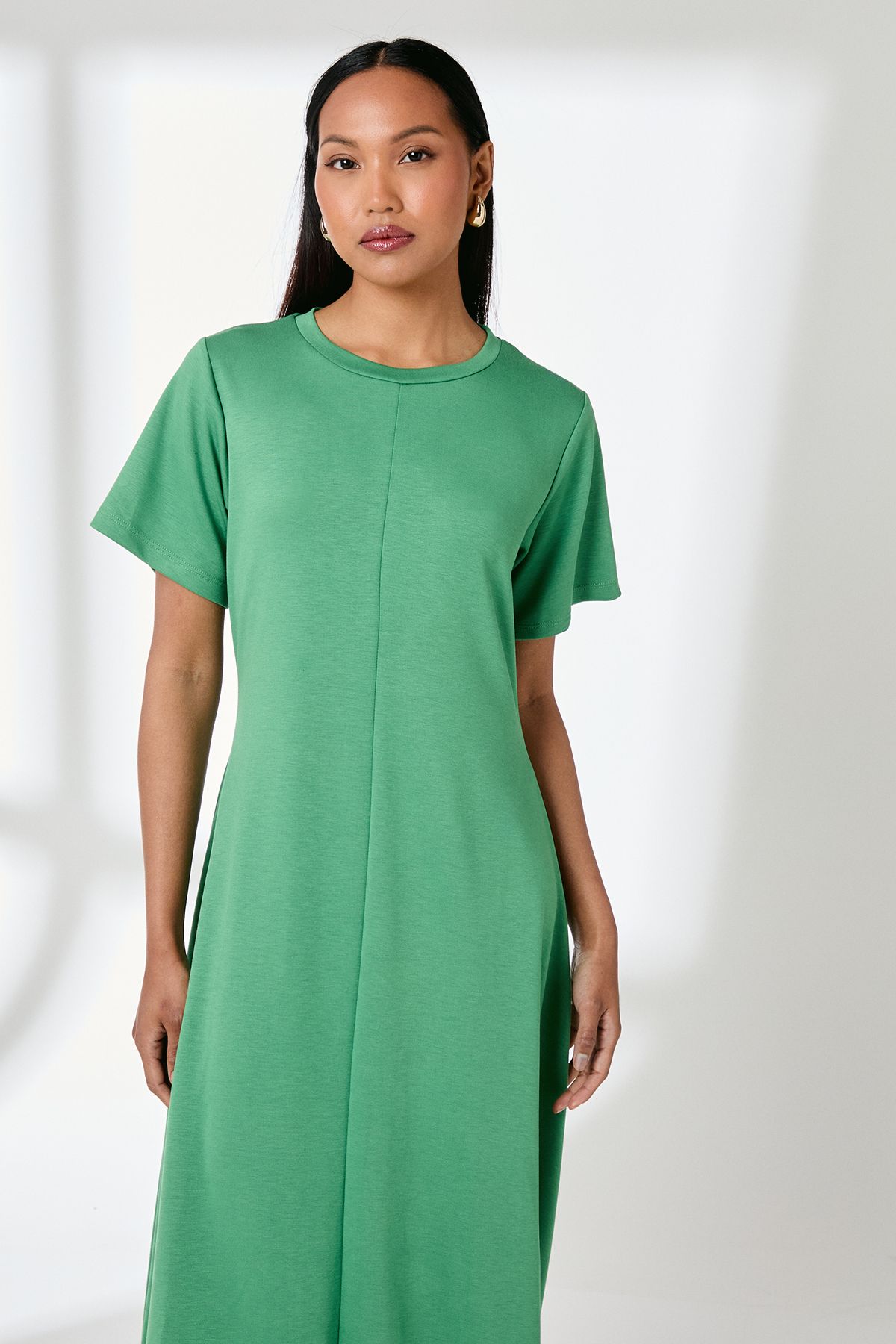 Principles Green Crew Neck Jersey Midi Dress Green image 2
