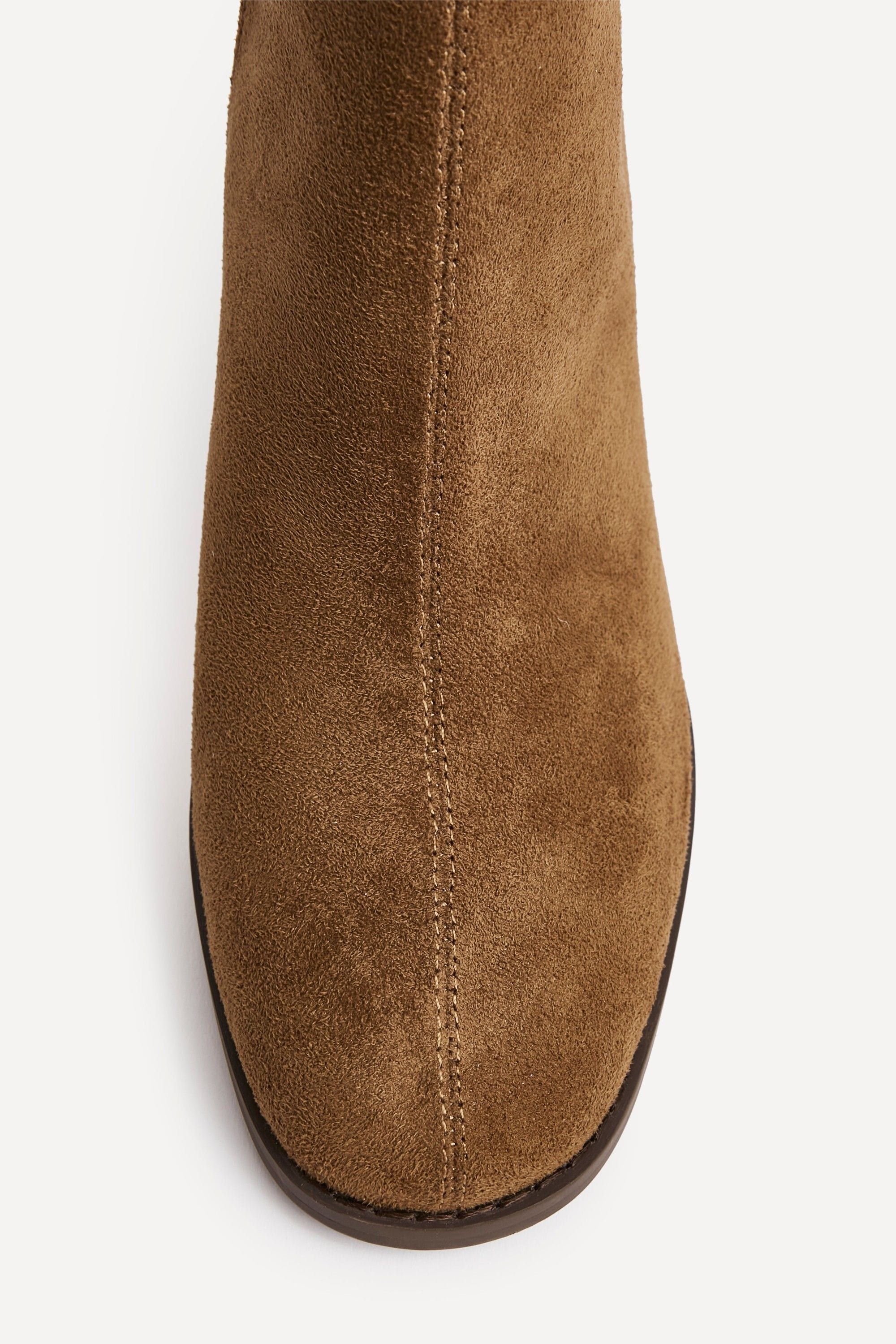 Linzi Approach Tan Faux Suede Round Toe Block Heeled Ankle Boot image 4