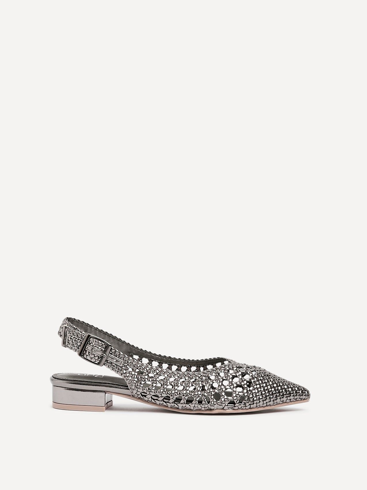 Linzi Carolina Pewter Faux Leather Woven Ballet Flats image 1