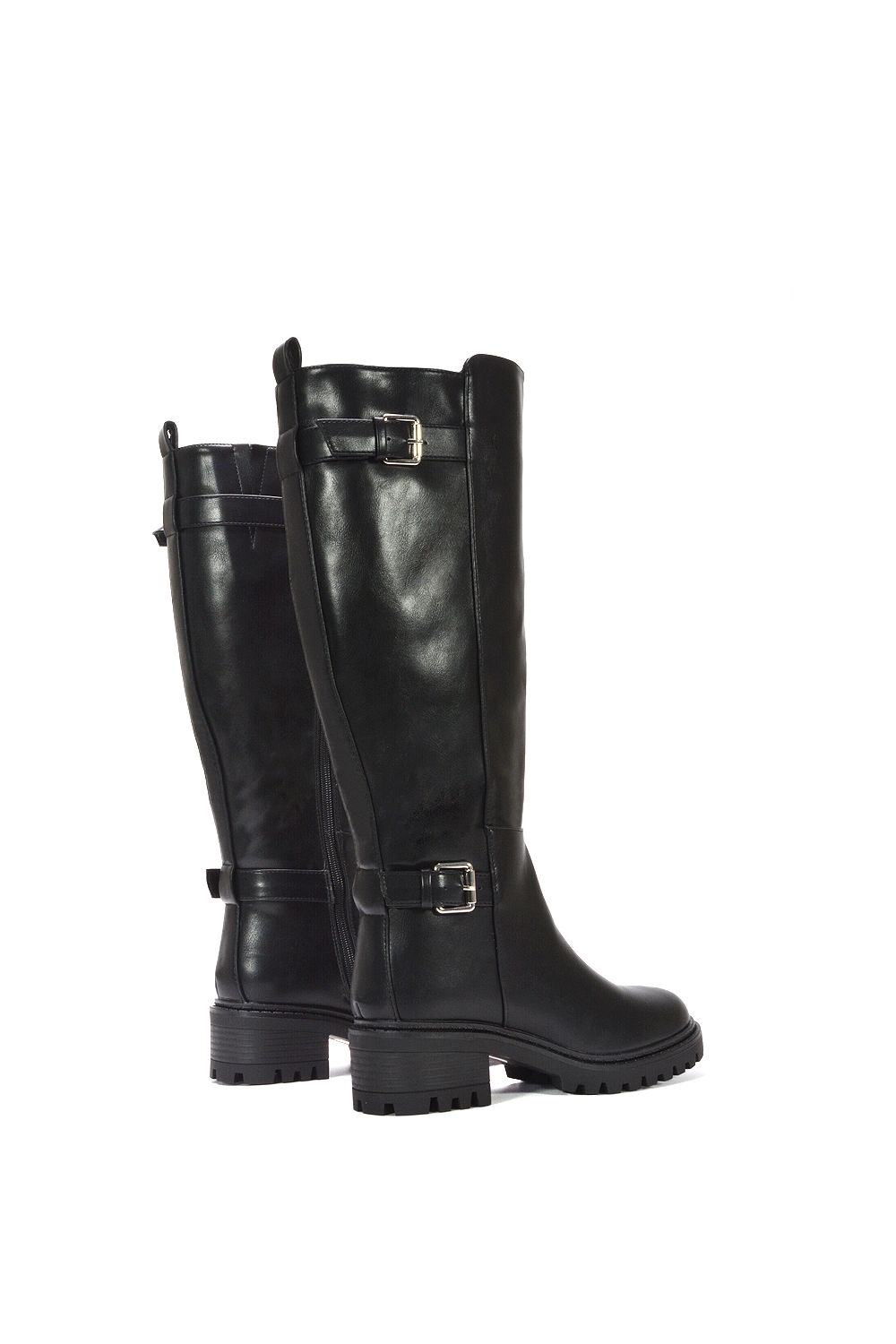 XY London 'Diana' Chunky Low Heel Knee High Biker Boots image 4