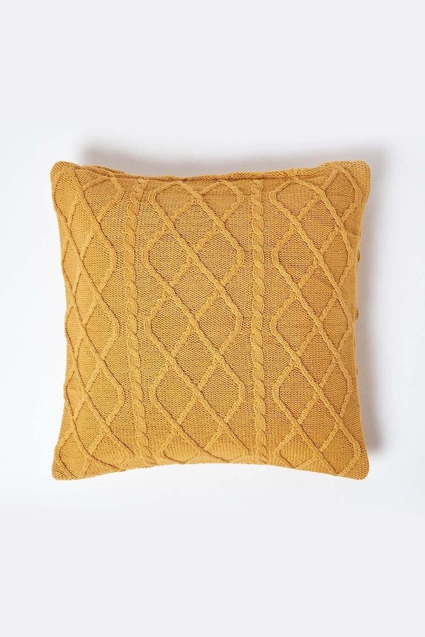 Homescapes Diamond Cable Knit Cushion Cover