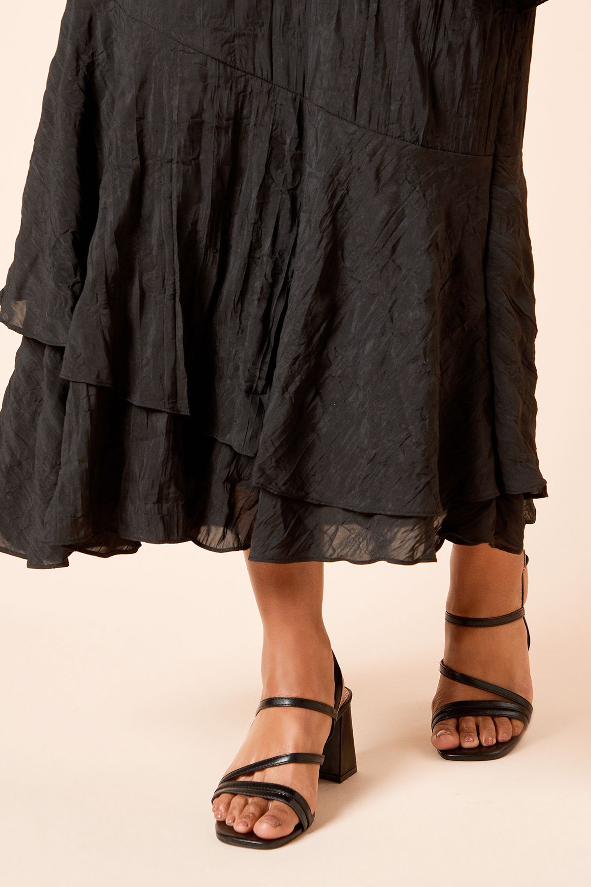 Dorothy Perkins Sophie Faux Leather Asymmetric Strap High Block Heel Sandals Black image 2