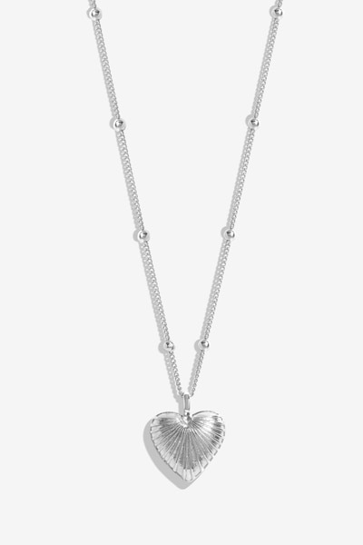 Inicio Silver Plated Ridge Heart Necklace - Gift Pouch