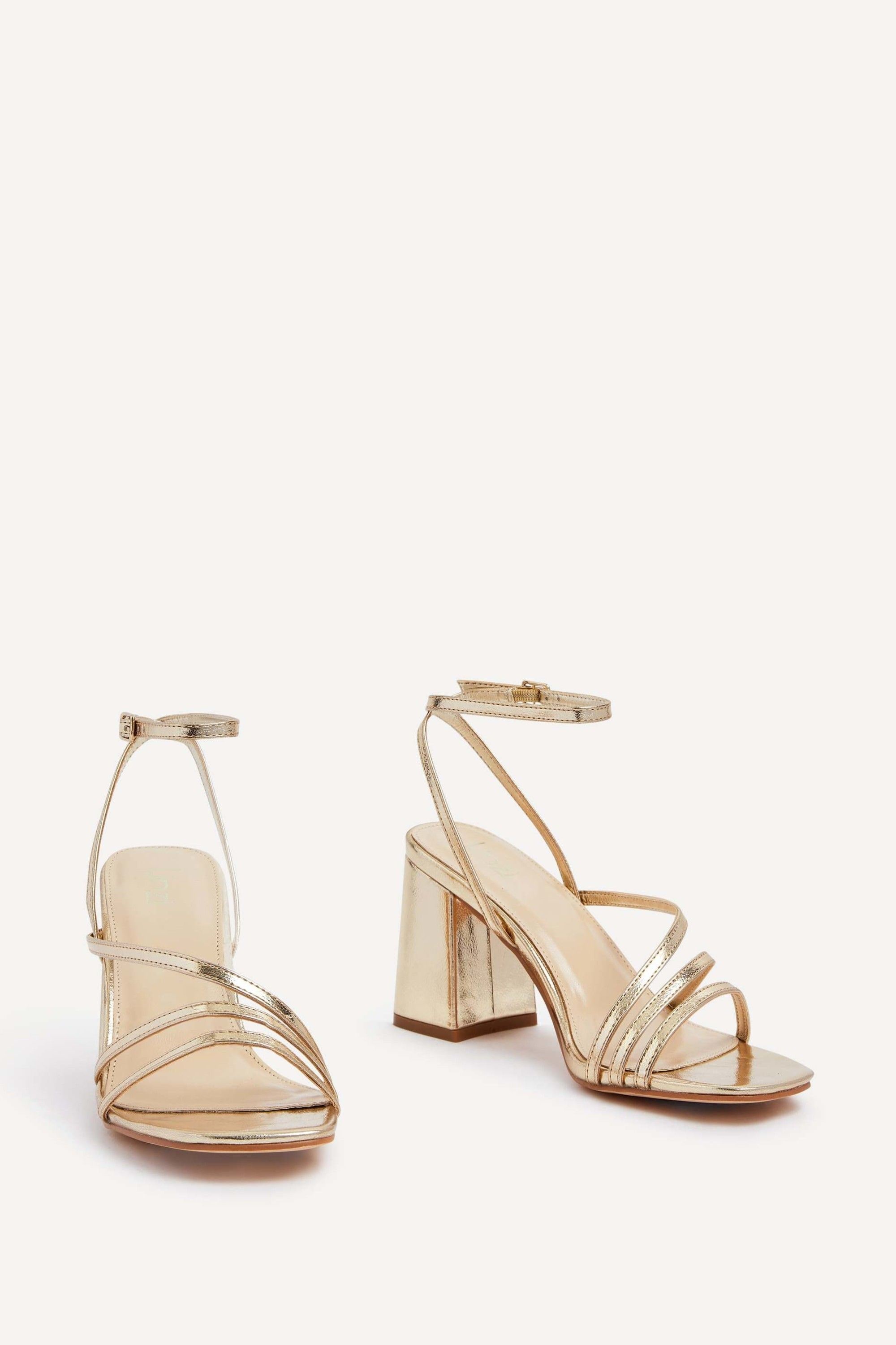 Linzi Status Gold Crossover Block Heeled Sandals image 3