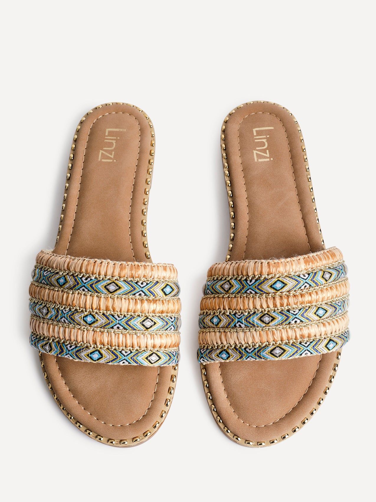 Linzi Mariana Blue Bohemian Inspired Flat Slider Sandal image 5