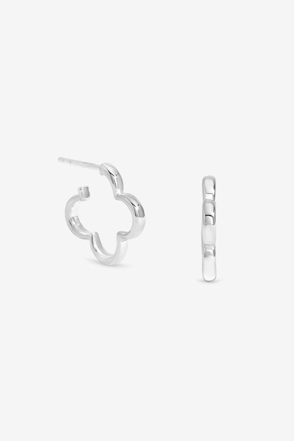 Simply Silver Sterling Silver 925 Polished Clover Hoop Earrings