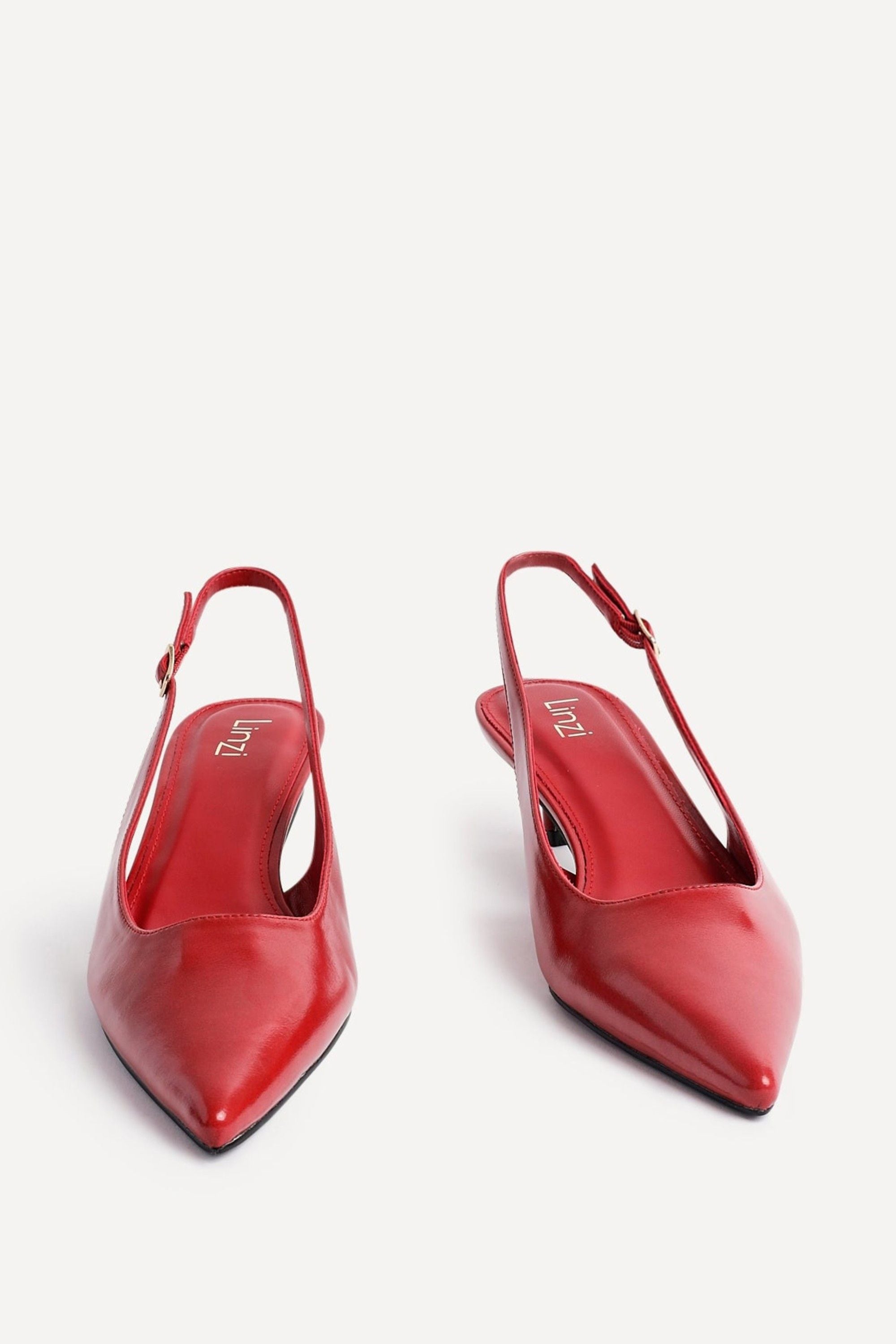 Linzi Elvira Red Faux Leather Slingback Kitten Court Heels image 3