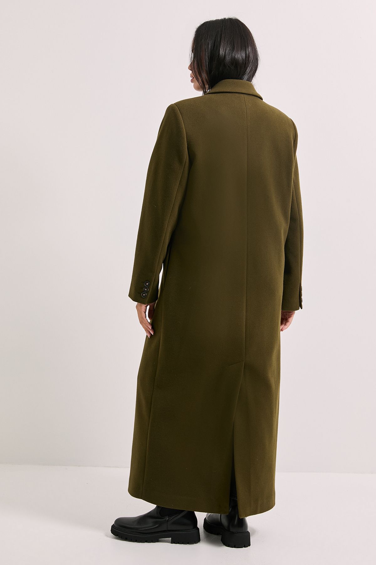 Dorothy Perkins Maxi Length Double Breasted Coat Olive image 3