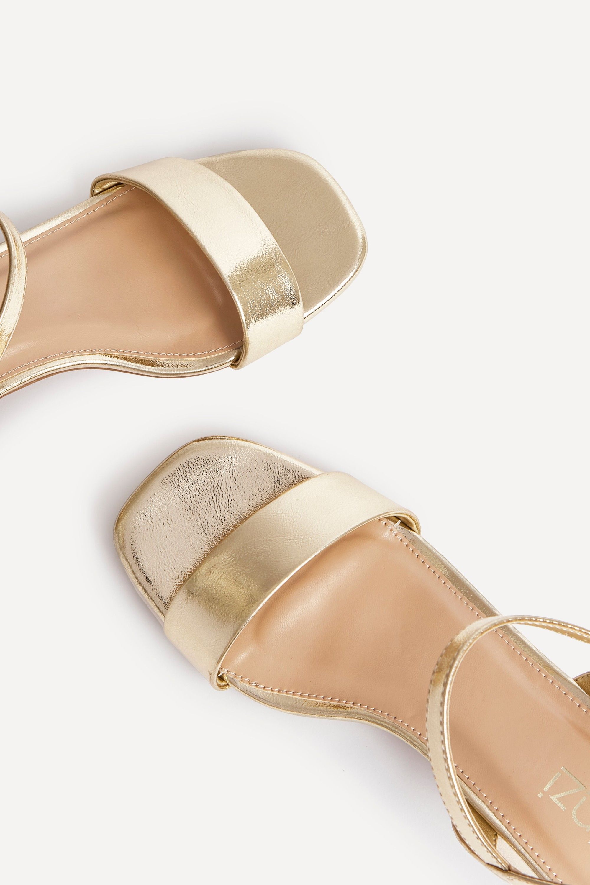 Linzi Carlie Wide Fit Gold Faux Leather Low Block Heel image 5