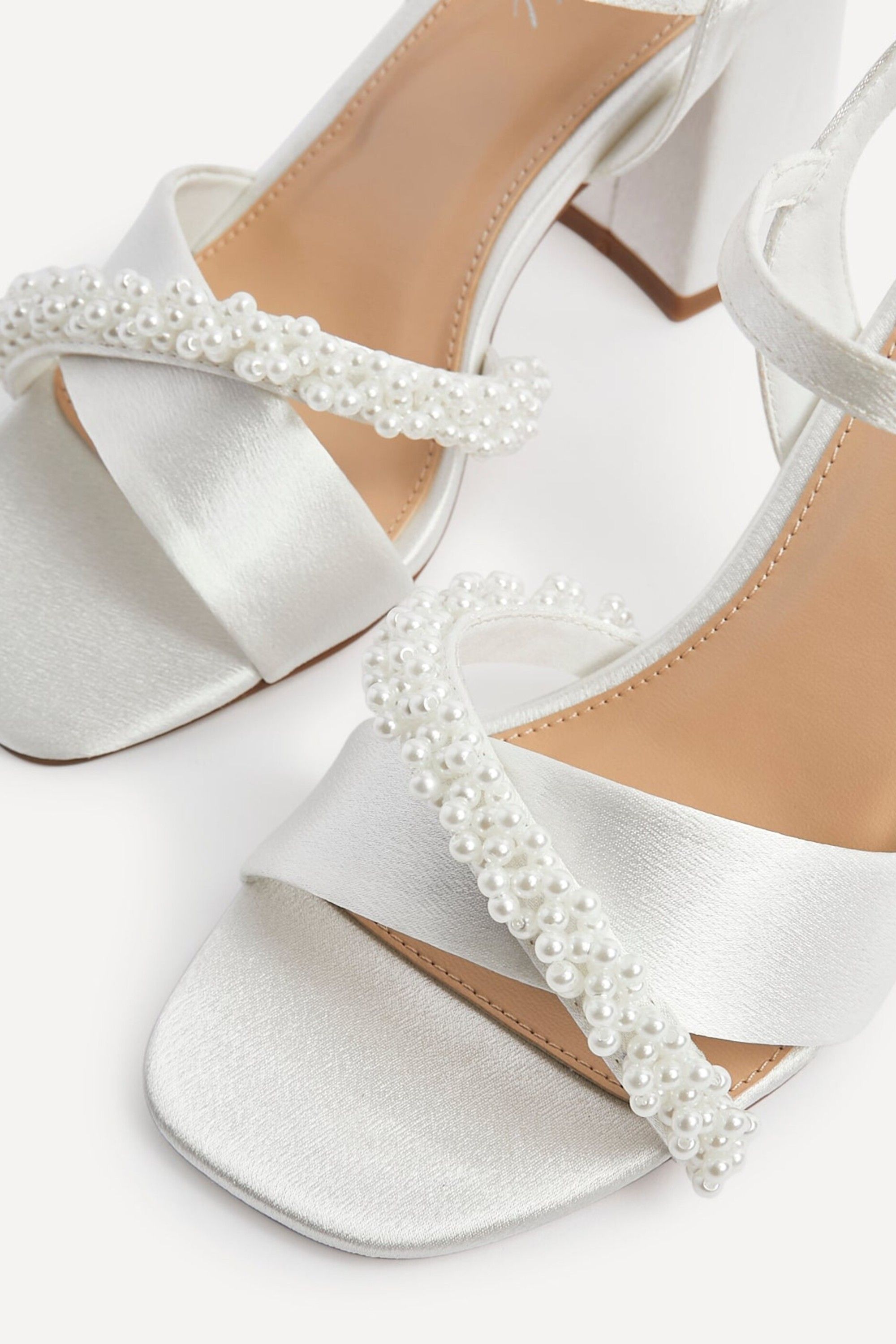 Linzi Devotion Wide Fit Ivory Satin Block Heel image 4