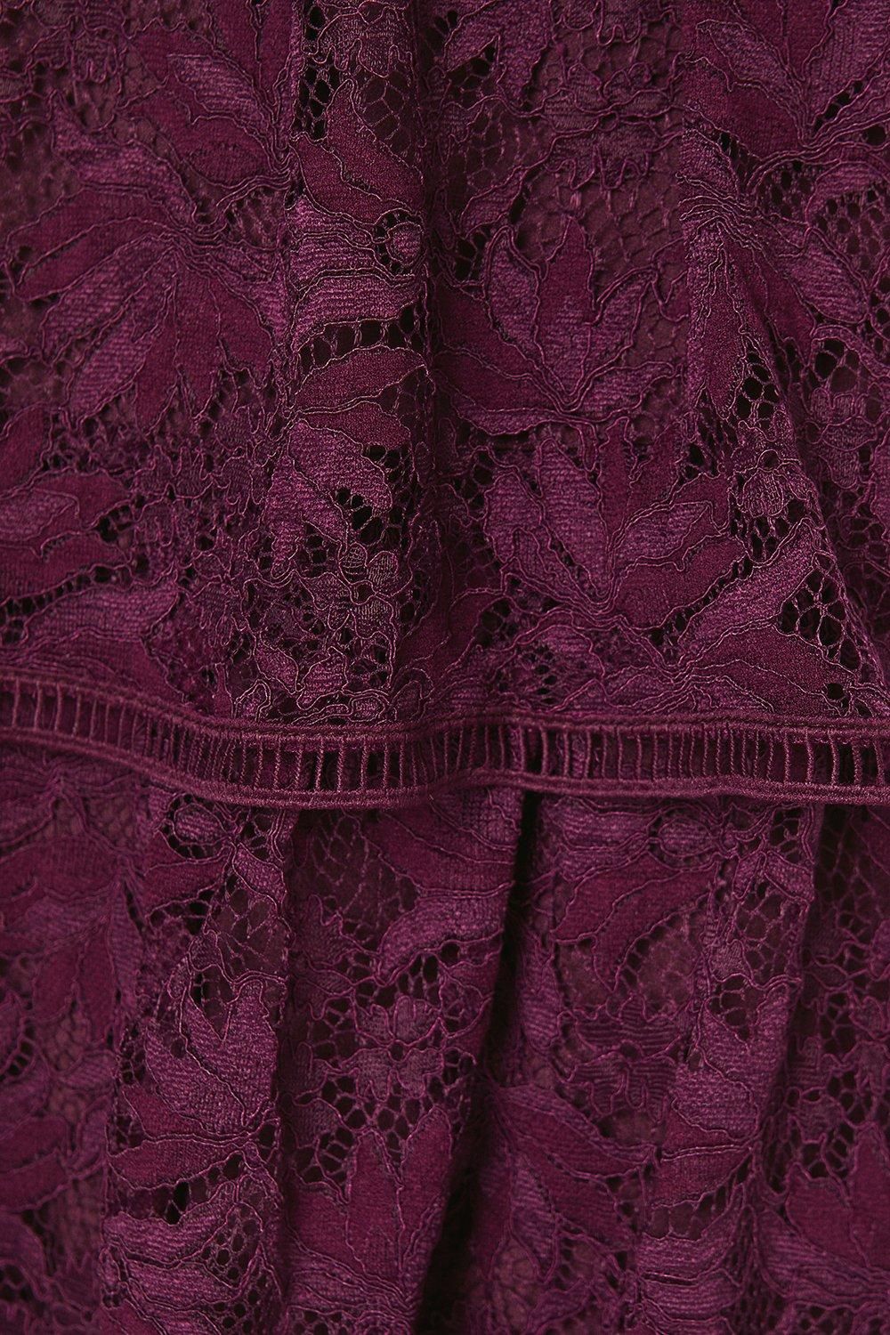 Coast Tiered Lace Dress With Flutter Sleeve & Trims Plum image 5
