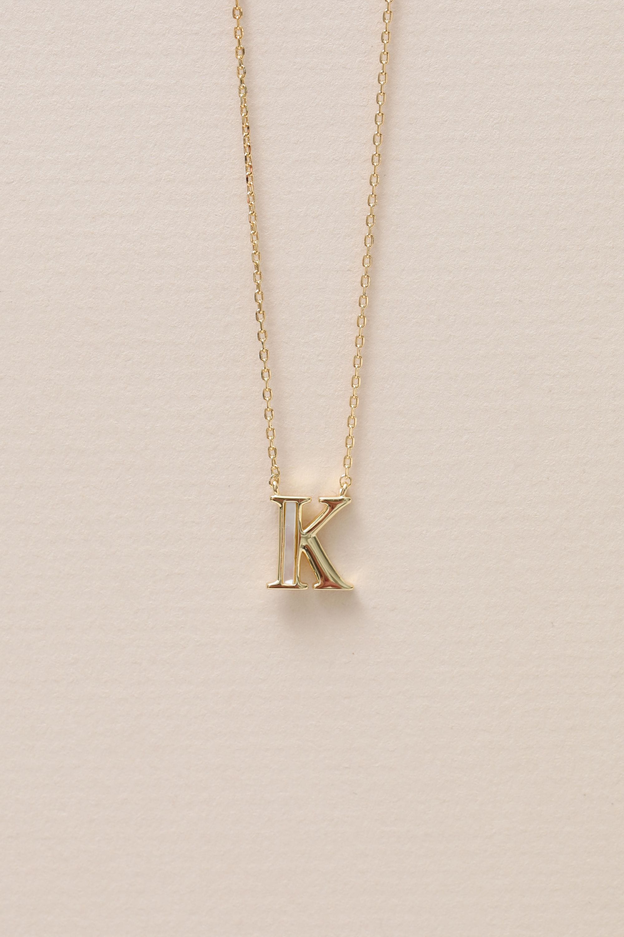 Inicio 14K Real Gold Plated and Mother of Pearl Initial Pendant - K image 3