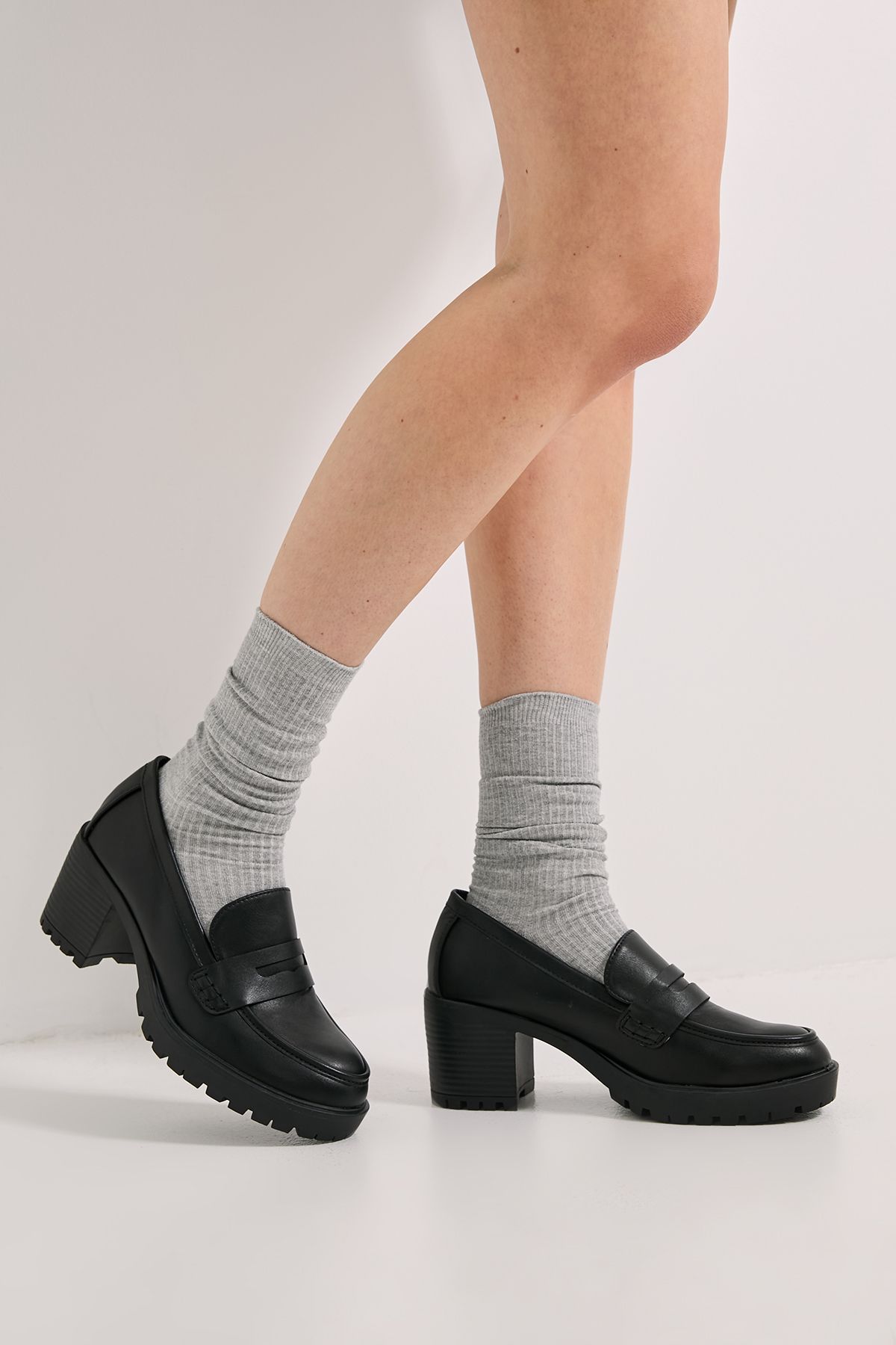 Dorothy Perkins Wide Fit Lenny Heeled Loafers Black image 2