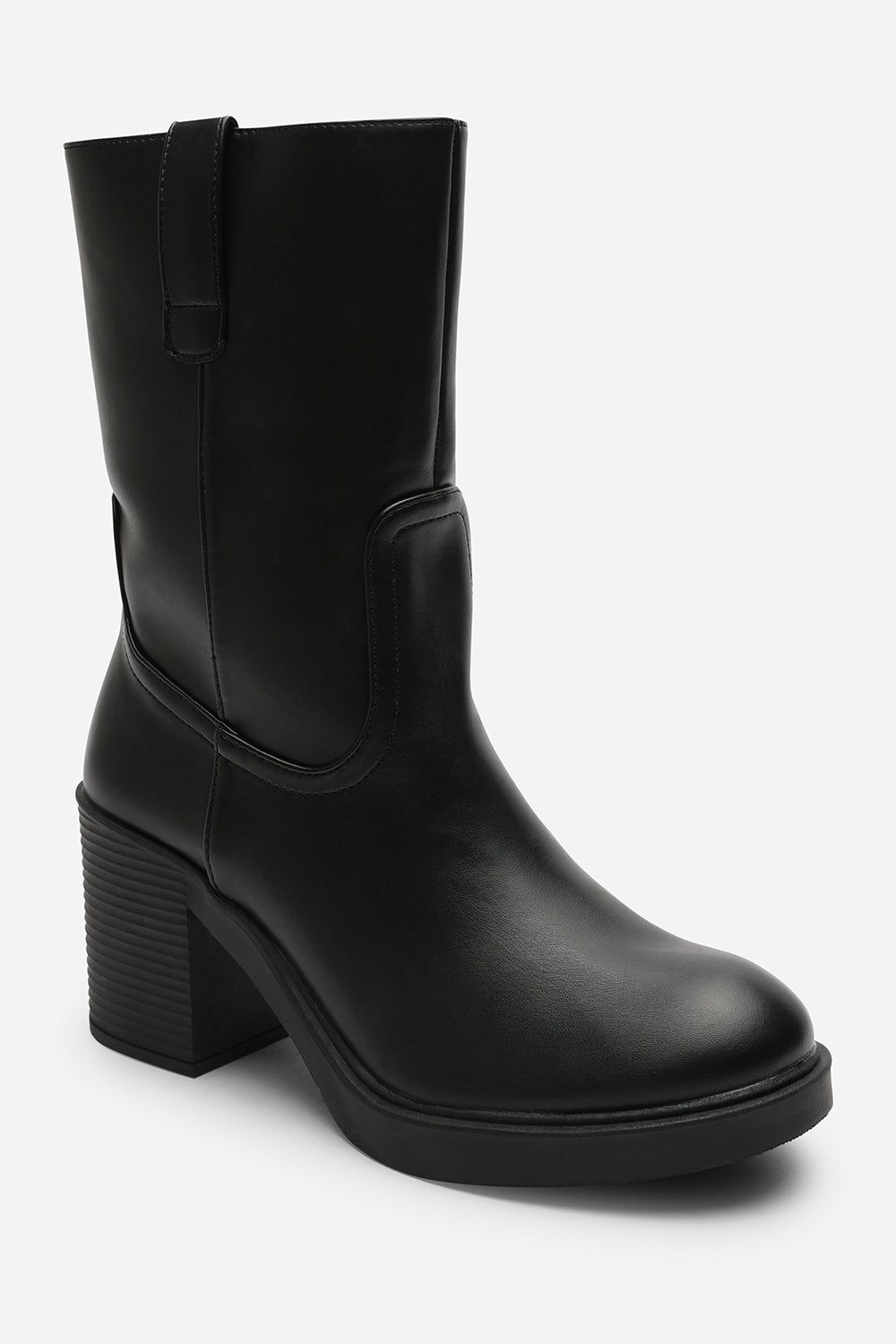 Where's That From 'Windy' Mid Calf Block Heel Boots with Side Zip Detail image 3