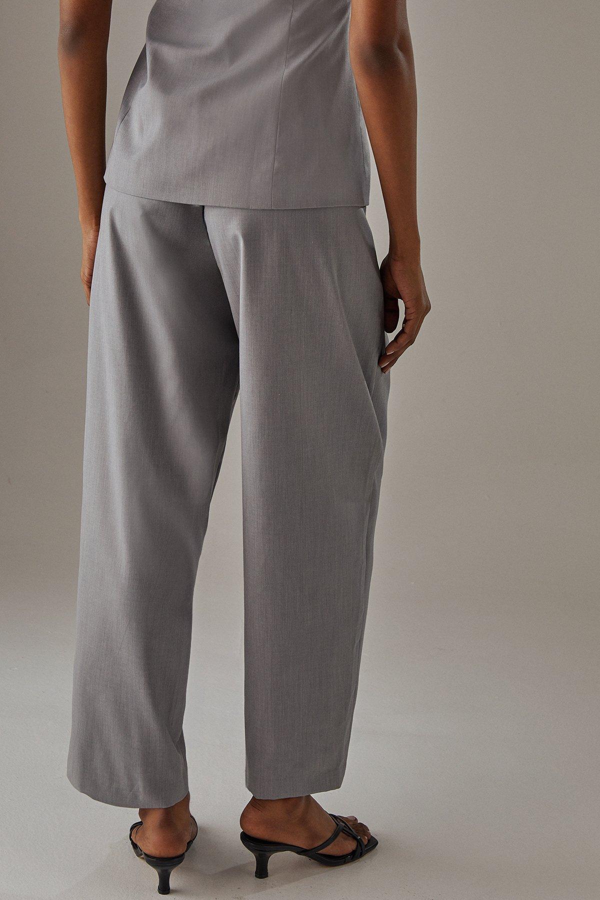 Warehouse Tailored High Waisted Tailored Barrel Leg Trousers Grey image 3
