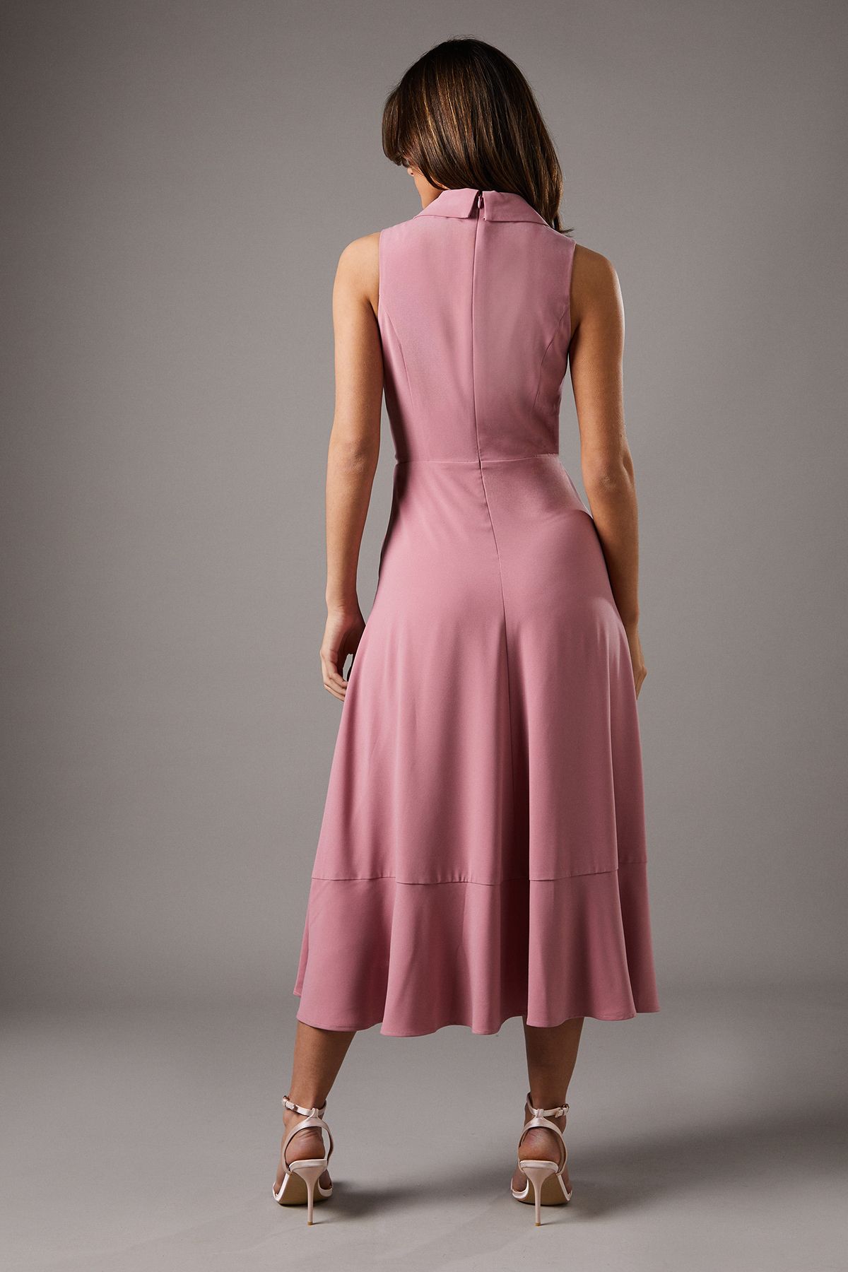 Coast Shawl Collar Ruffle Hem Midi Dress Blush image 4