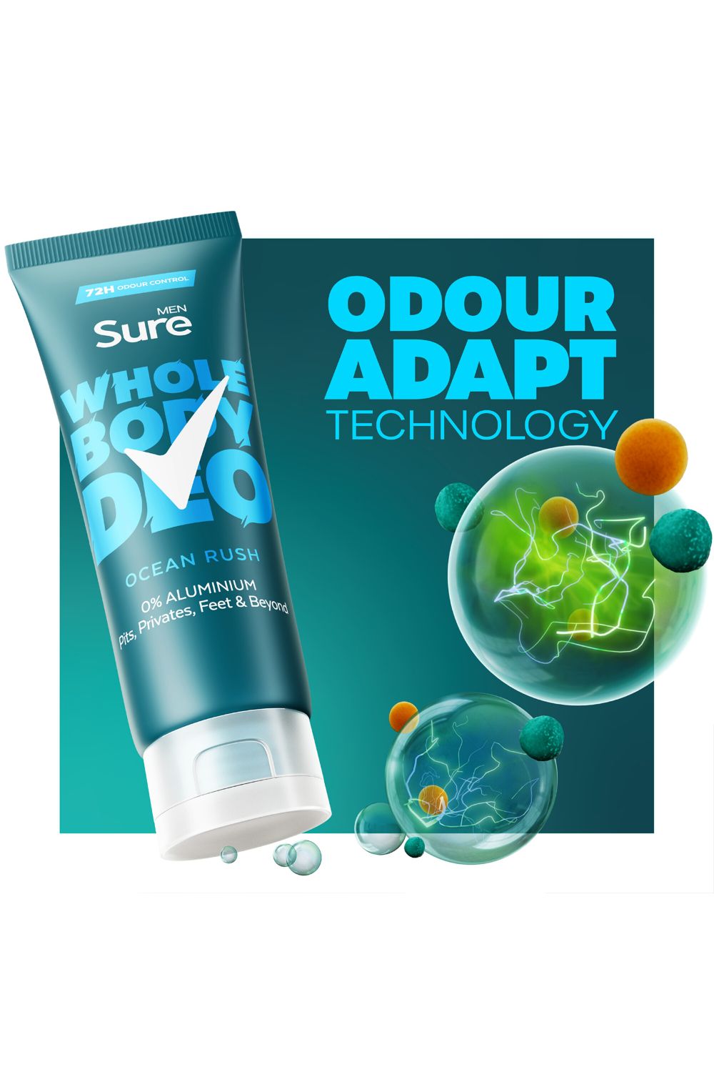 Sure Whole Body 'Deodorant Cream' Ocean Rush w/ 72H Odour Control 75ml, 6pk image 2