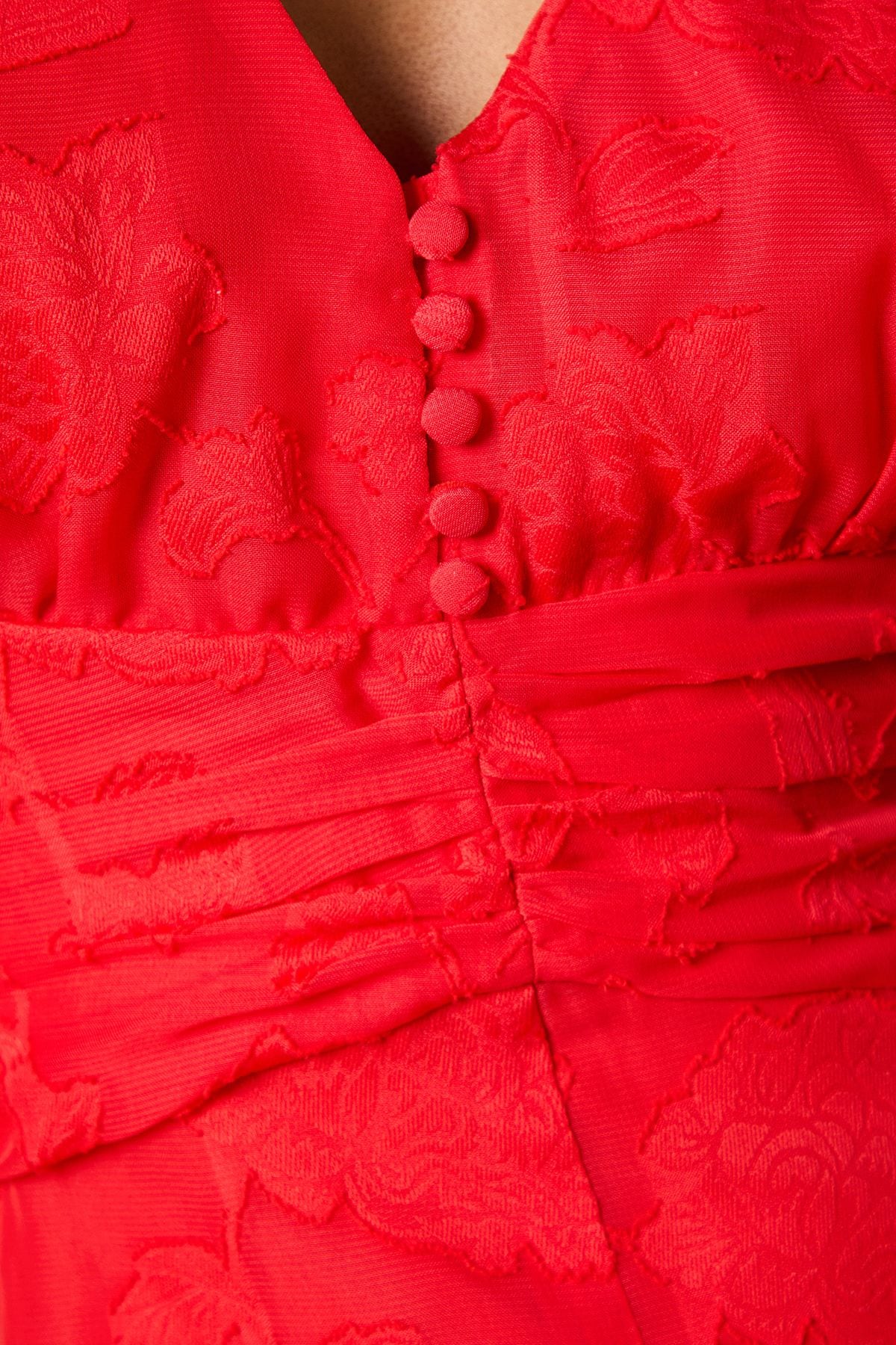 Oasis Petite Button Jacquard Midi Dress Red image 5