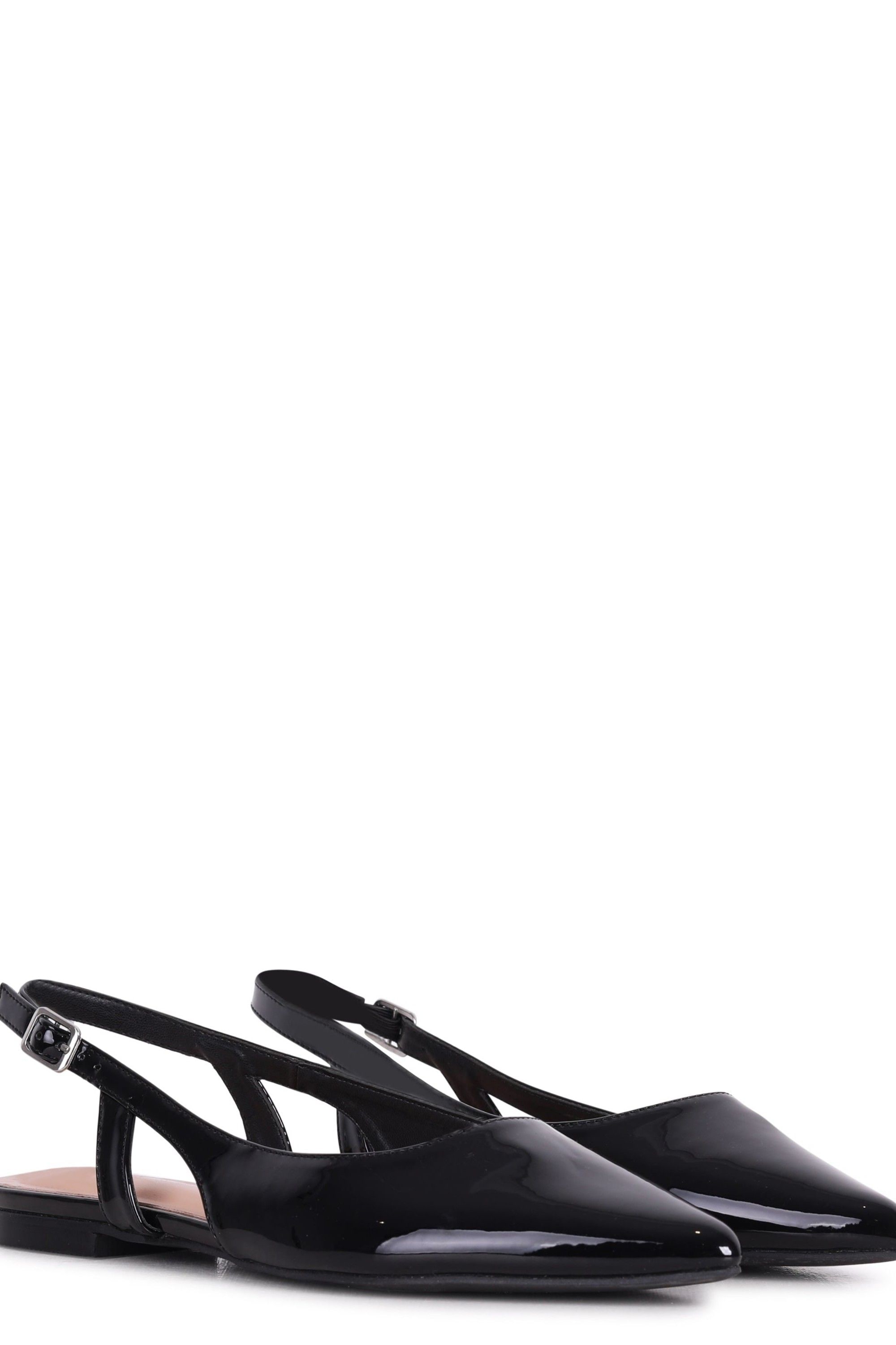 Linzi Evelyn Black Faux Patent Pointed Toe Flat Shoe image 3