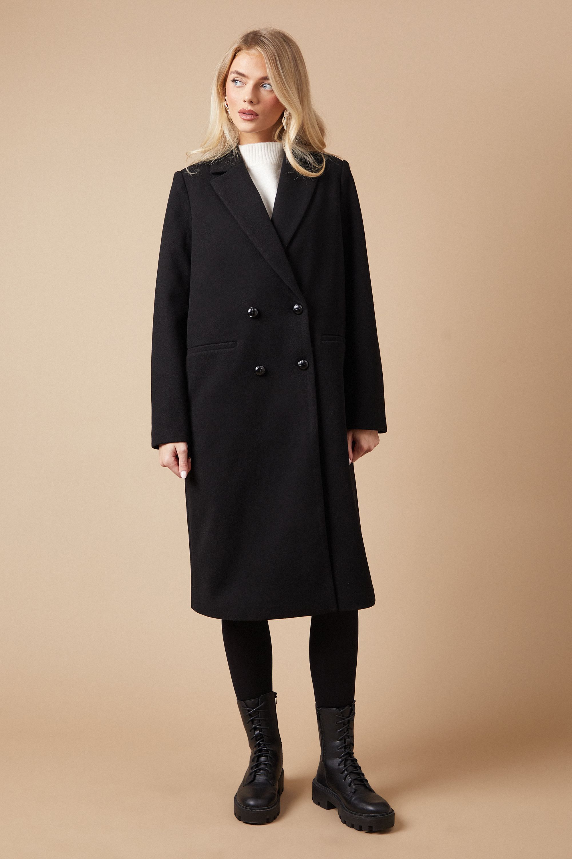 Oasis Longline Faux Wool Blazer Coat Black image 2