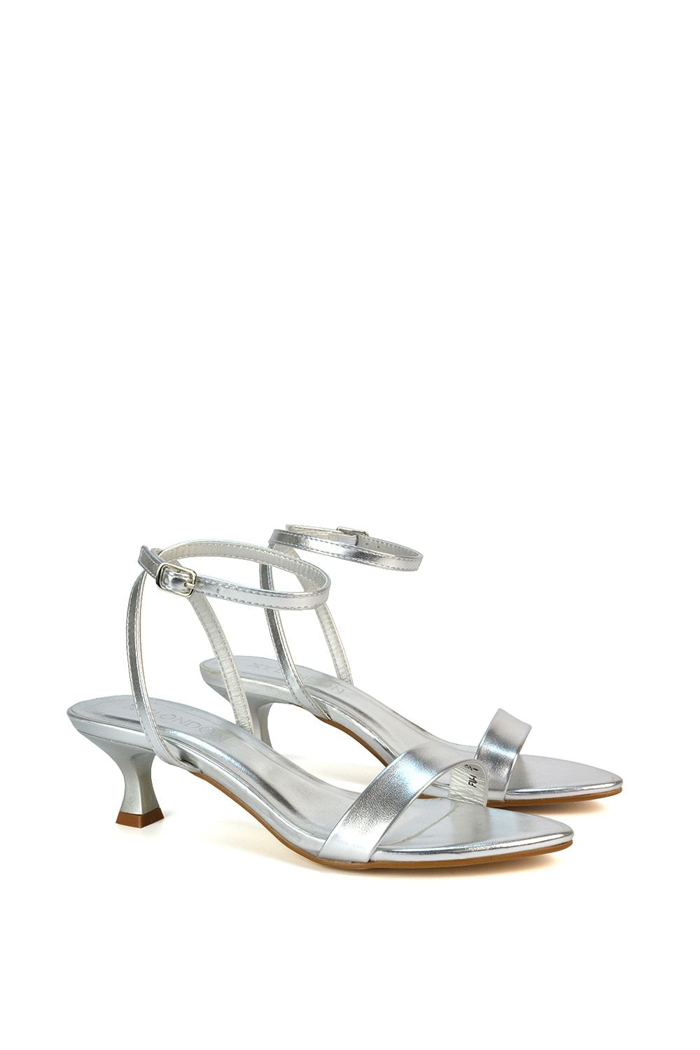 XY London 'Antonia' Kitten Low Heel Strappy Sandal Two Part Heeled Shoes image 3
