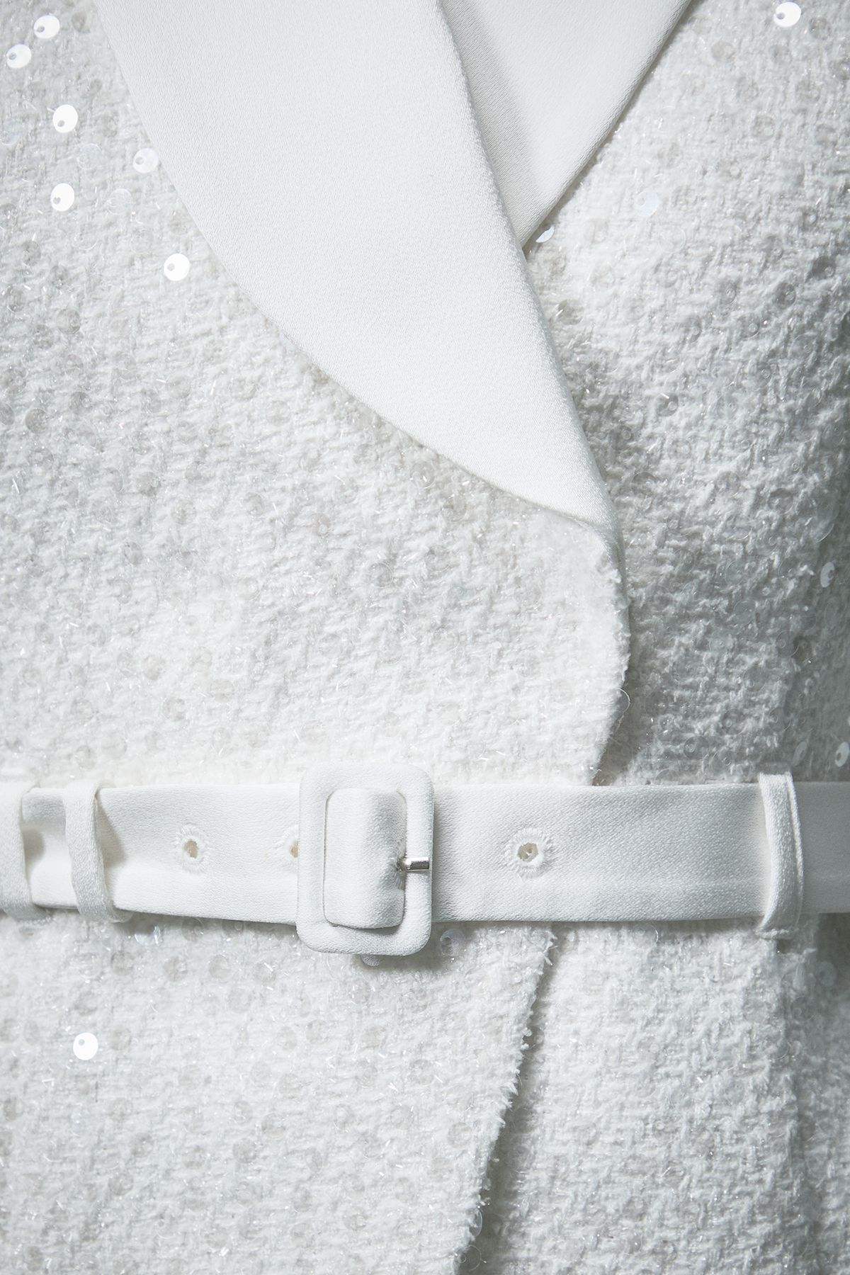 Coast Lisa Tan Boucle Sequin Fitted Jacket With Belt White image 5
