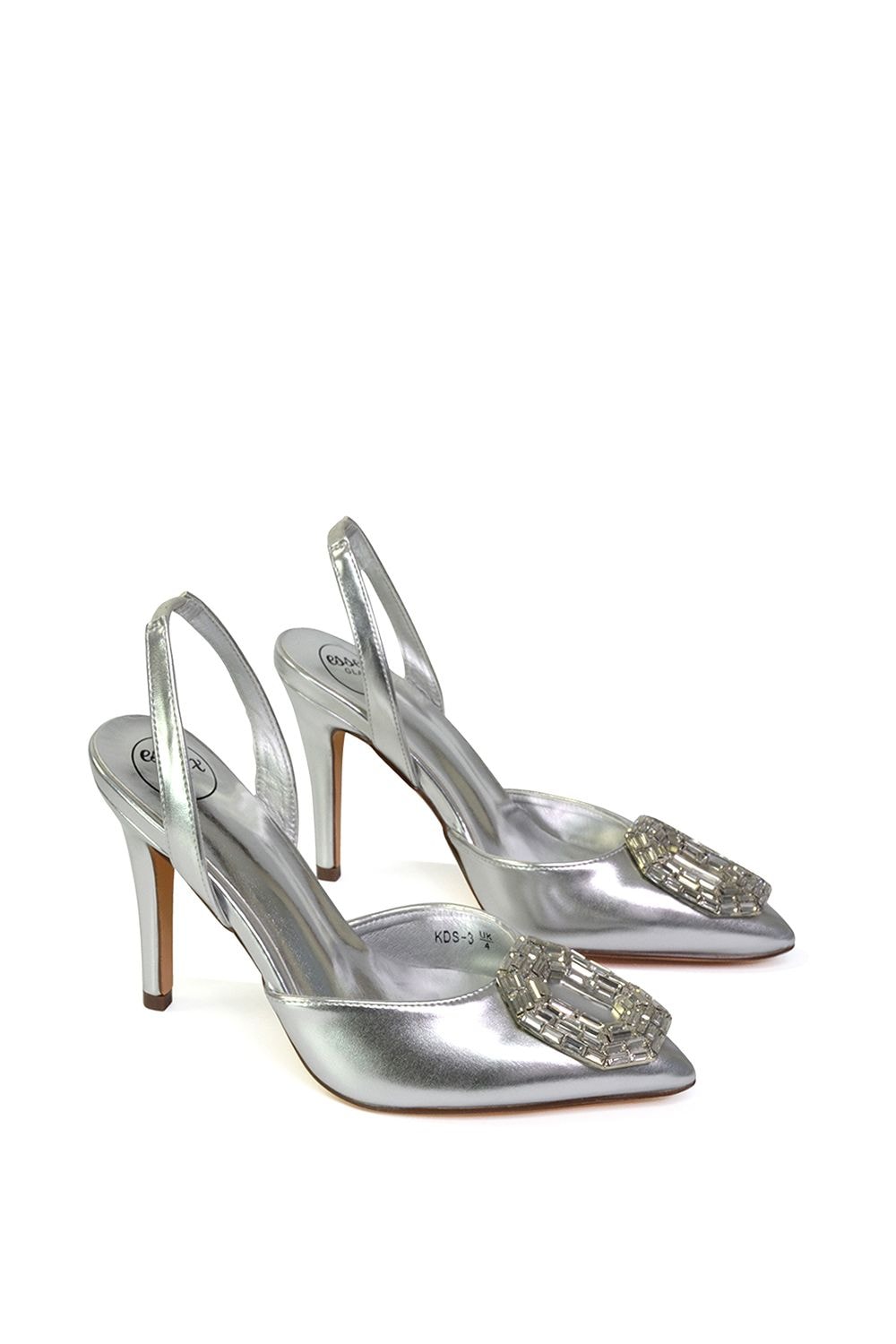 XY London 'Issy' Sling Back Strappy Pointed Toe Stiletto High Heel Court Shoes image 4