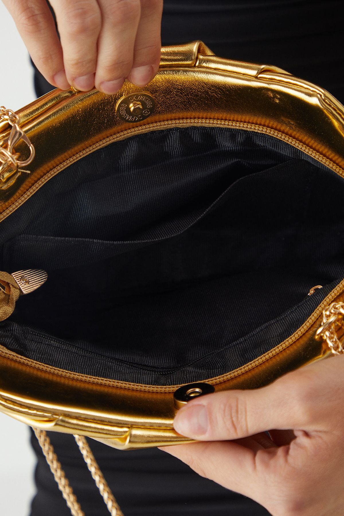 MissPap Small Ruched Clutch Bag Gold image 3