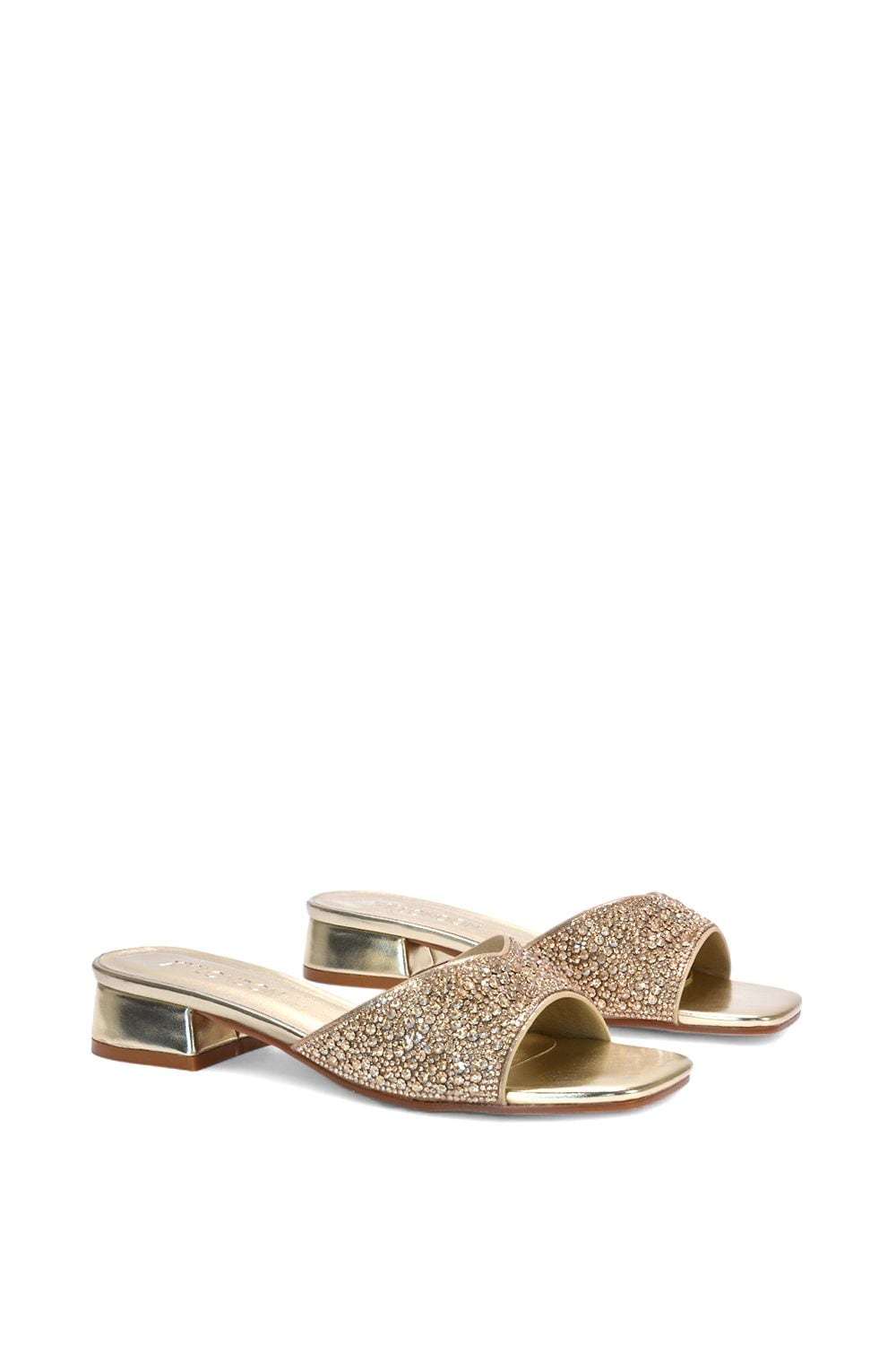 XY London 'Erica' Open Toe Slip On Diamante Low Heel Mule Shoes image 3