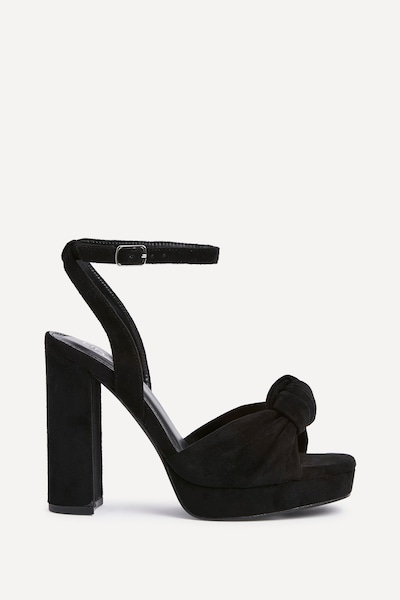 Linzi Ruba Black Faux Suede Platform Heel