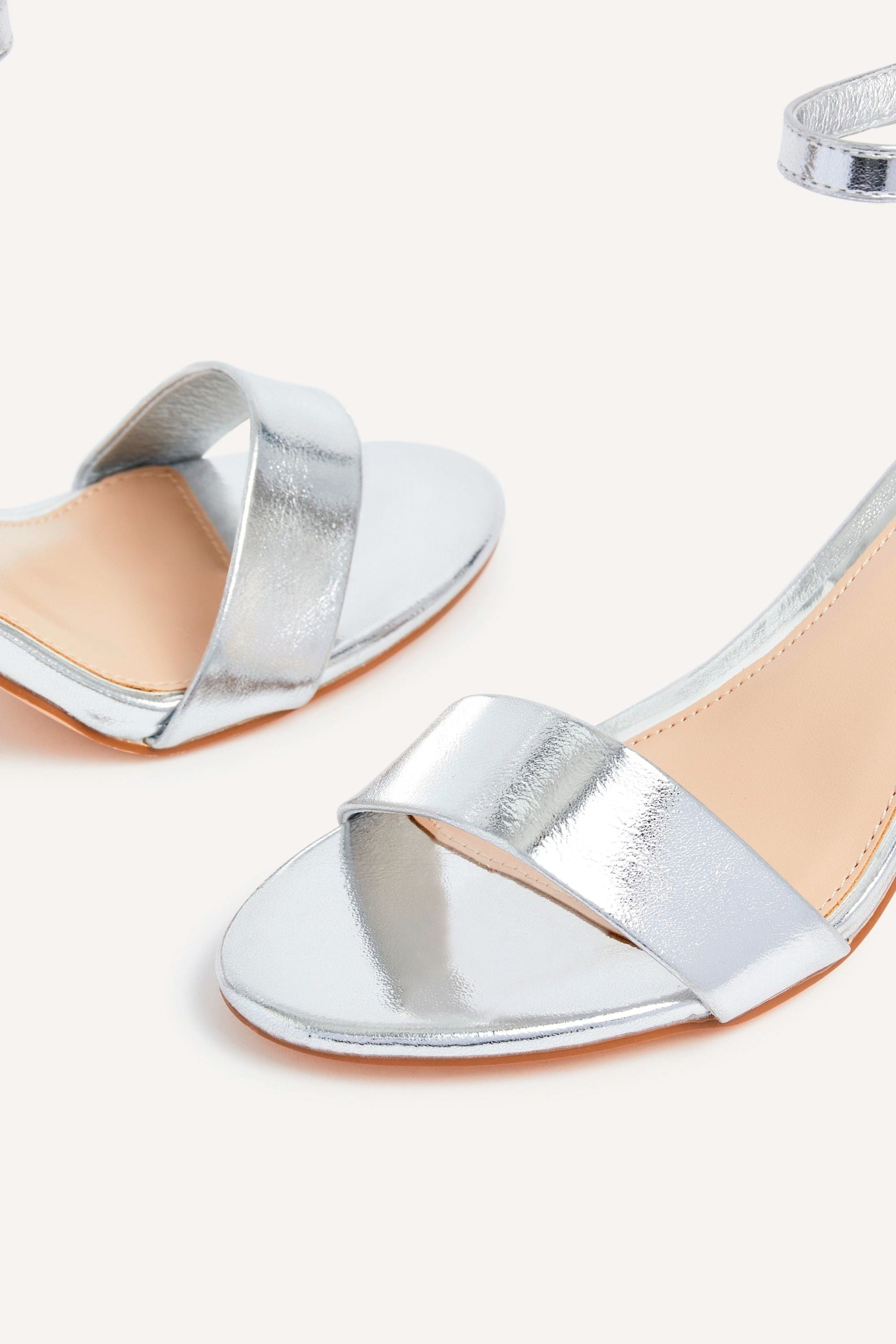 Linzi Frankie Silver Faux Leather Barely There Closed Back Block Heeled Sandal image 5