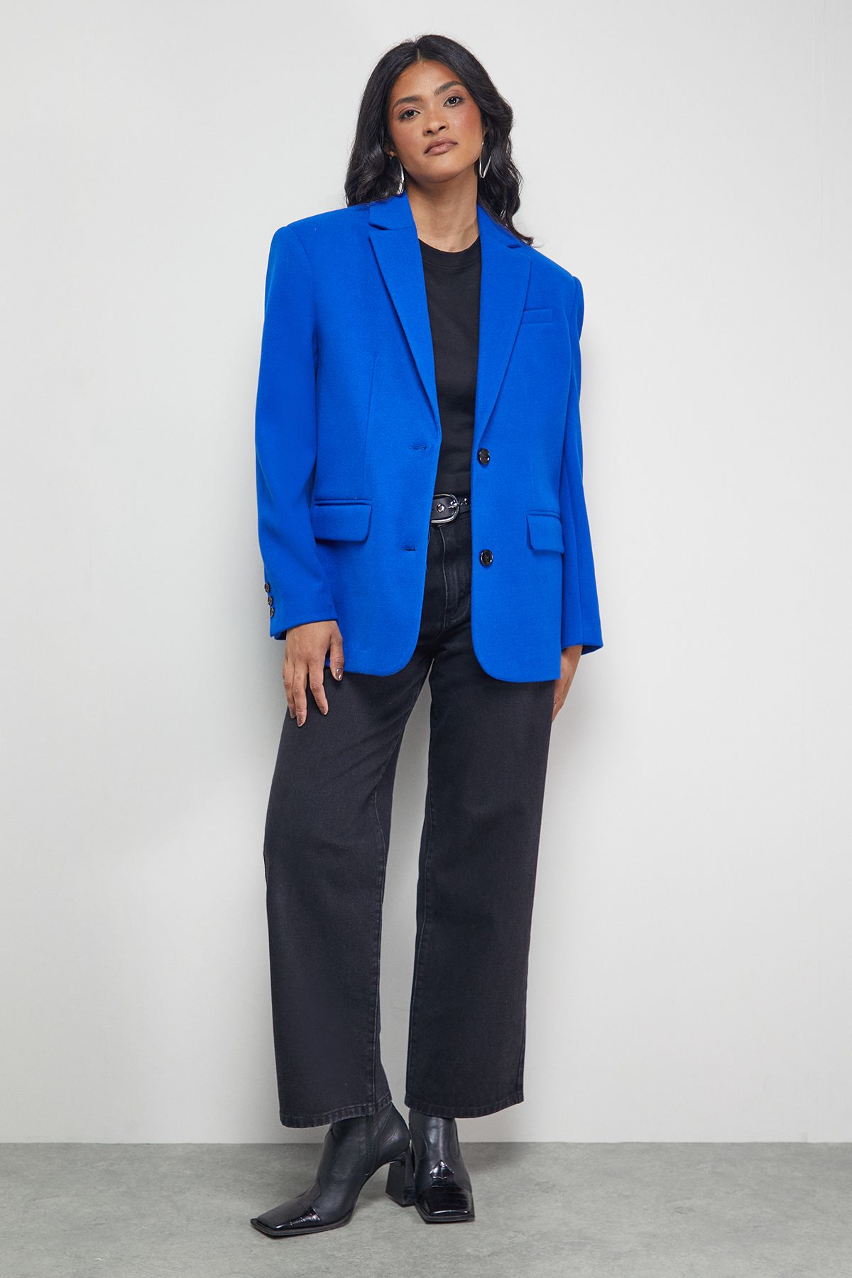 Warehouse Oversized Blazer Coat Dark Blue image 2