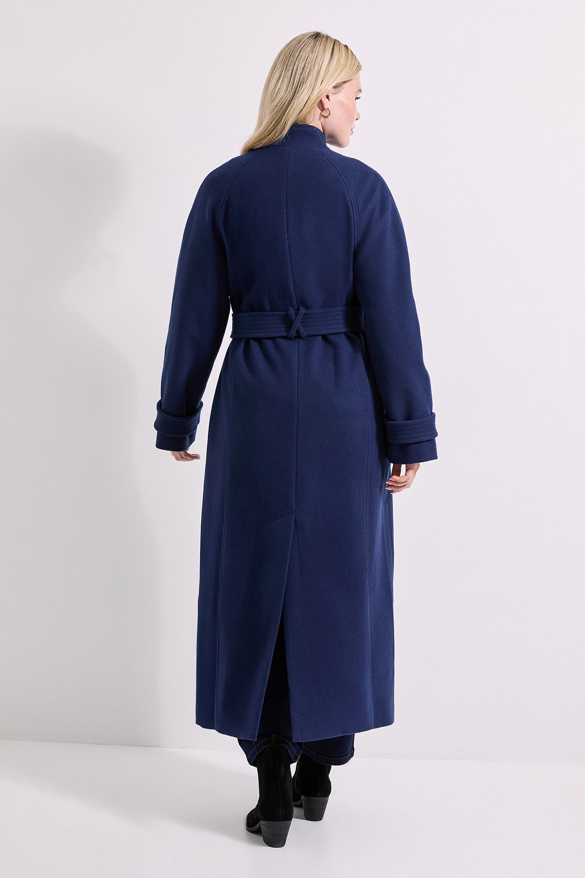 Dorothy Perkins Classic Midi Funnel Neck Coat Navy image 3