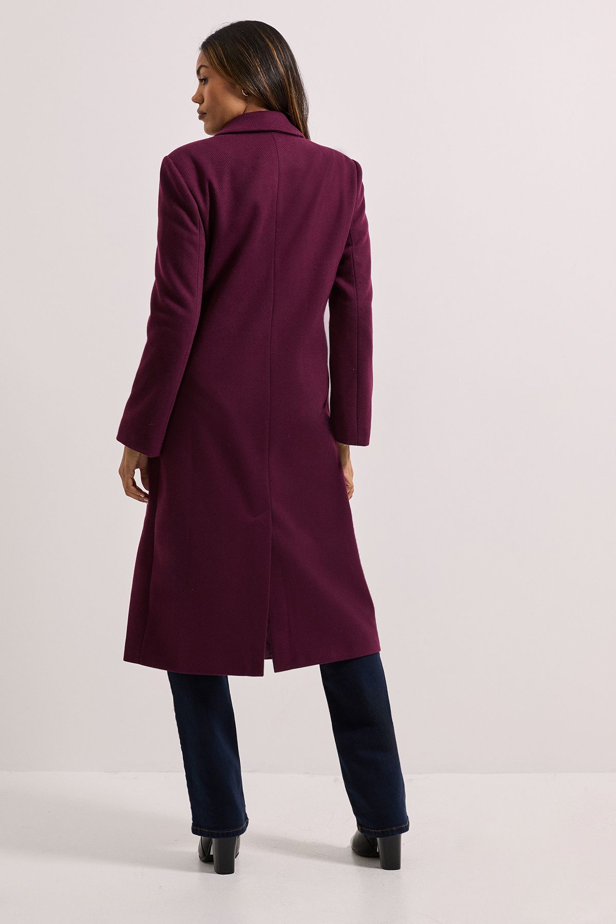 Dorothy Perkins Midi Length Fitted Military Coat Burgundy image 3