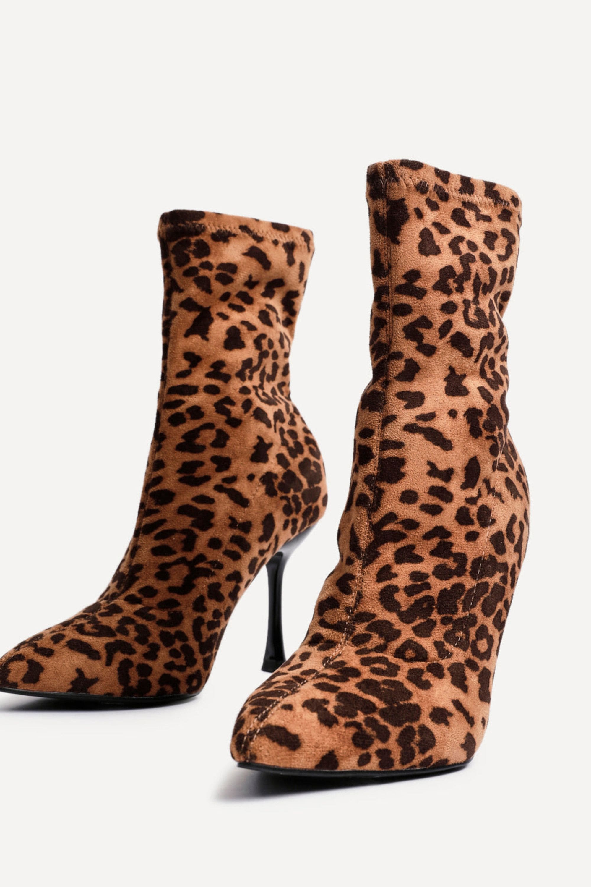 Linzi Pantha Leopard Print Ankle Sock Boot image 5