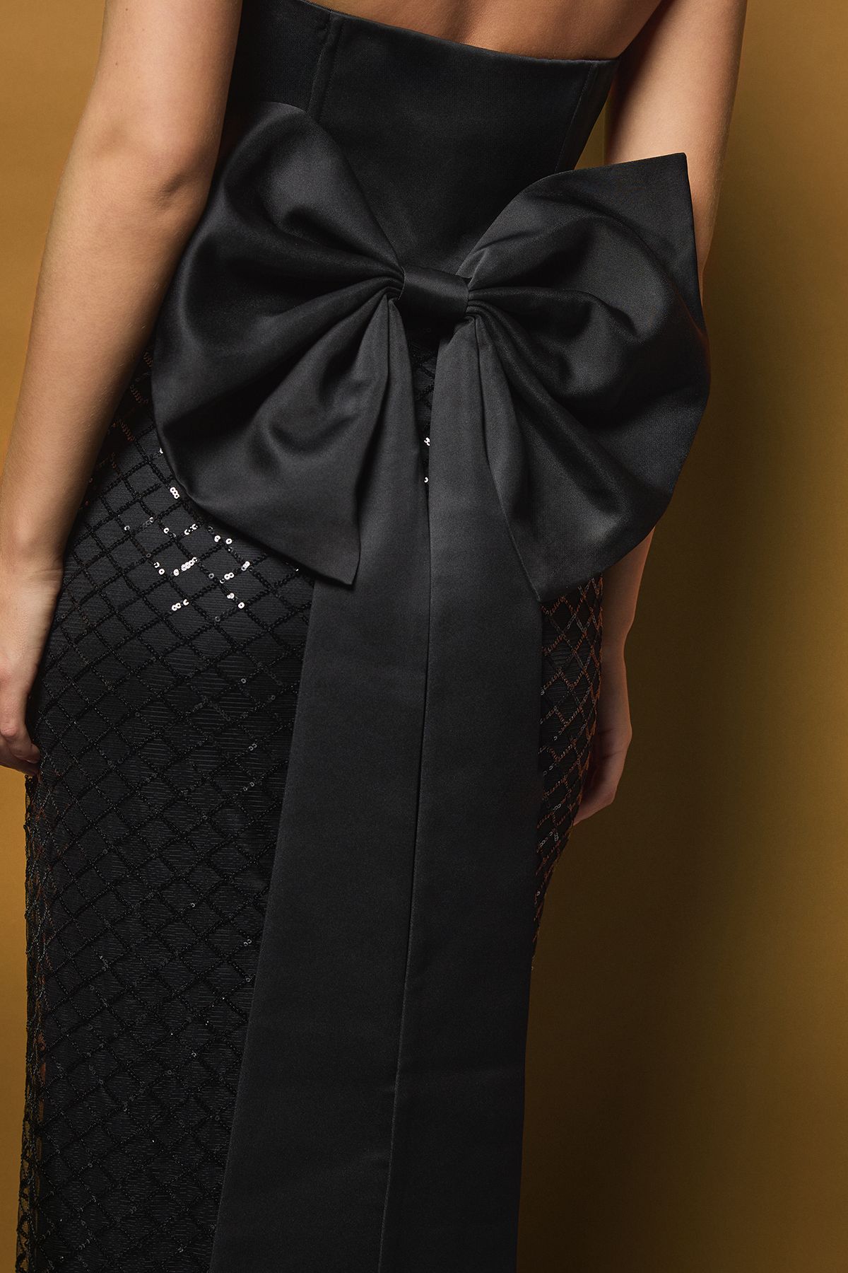 Coast Sequin Bandeau Column Dress With Statement Bow Black image 4