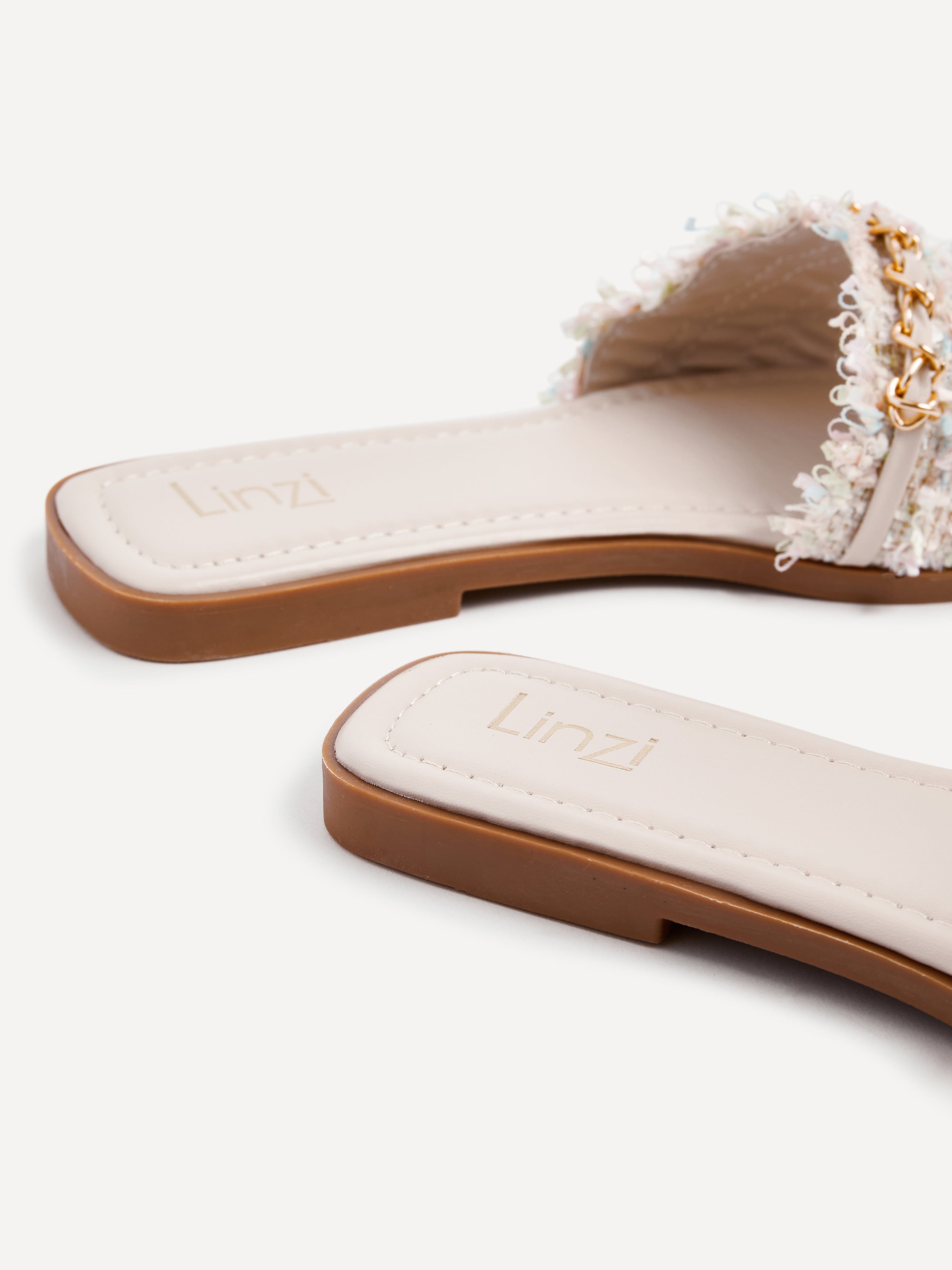 Linzi Lola Nude & Mint Faux Leather Slider image 4