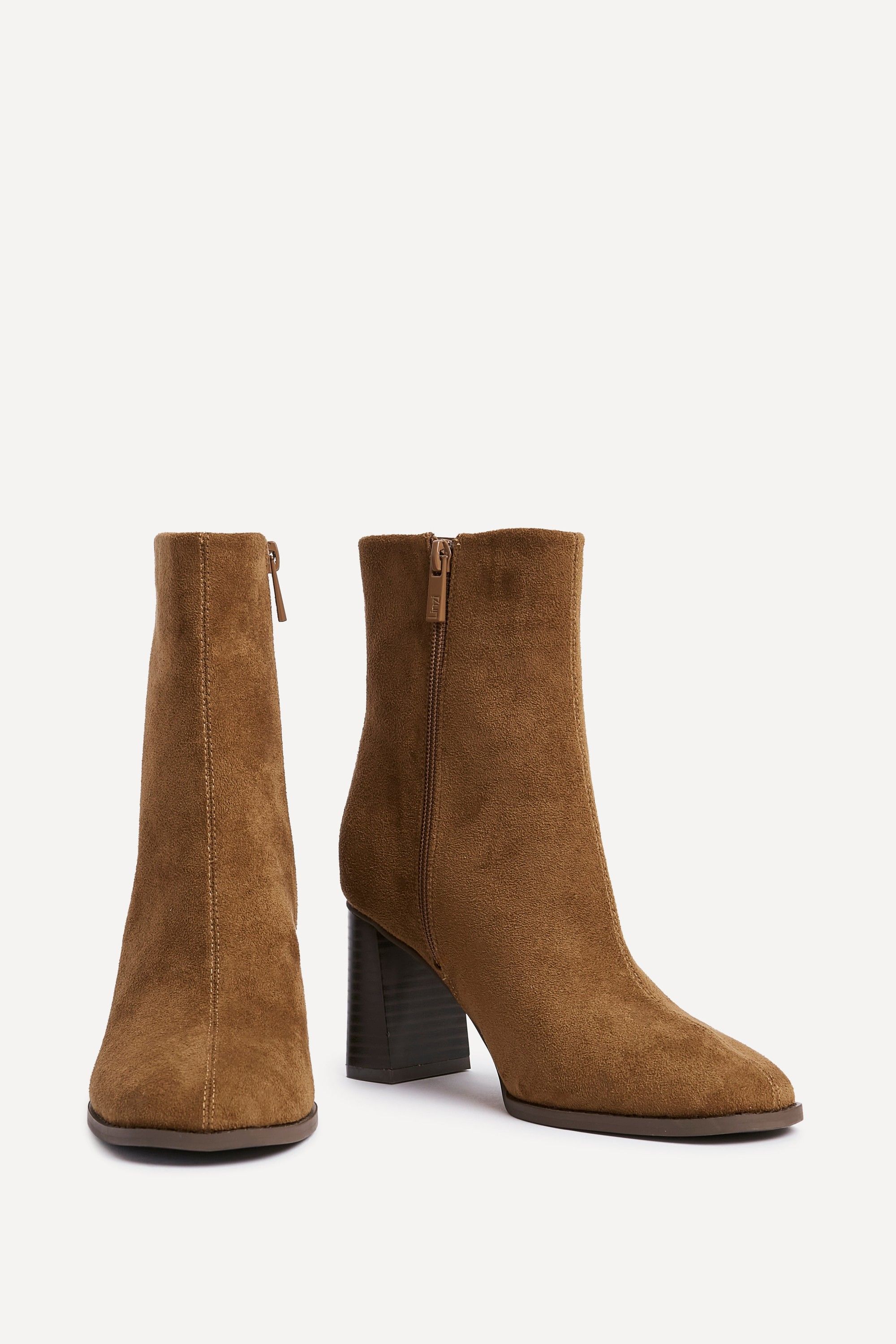 Linzi Approach Tan Faux Suede Round Toe Block Heeled Ankle Boot image 3