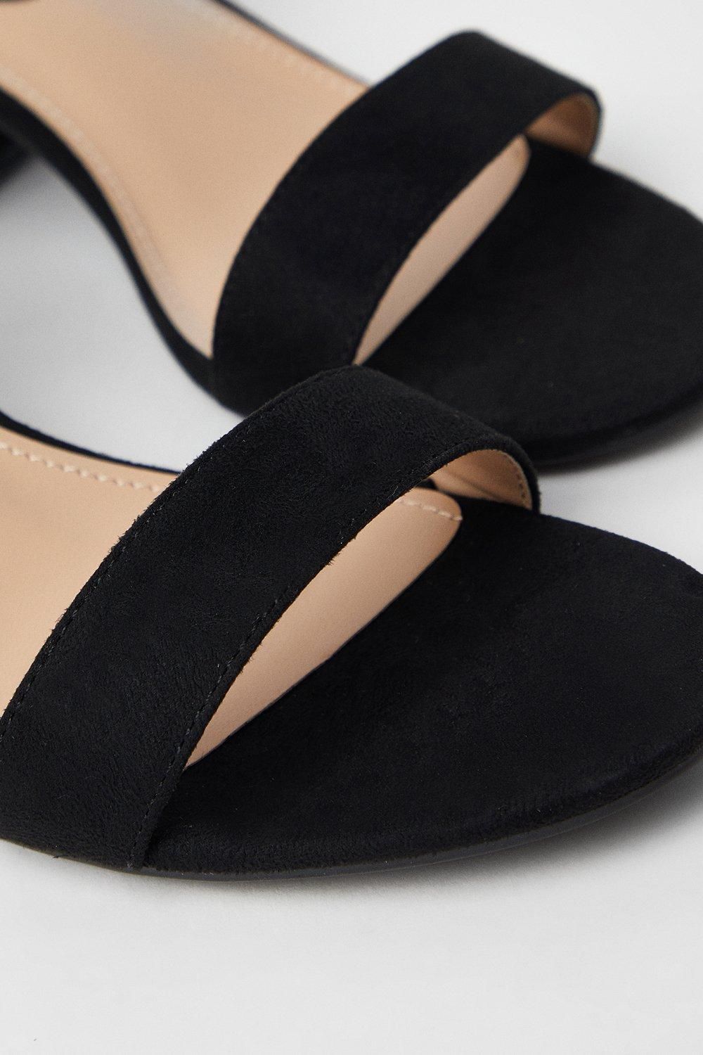 Dorothy Perkins Wide Fit Tommi Barely There Mid Block Heel Sandals Natural Black image 4